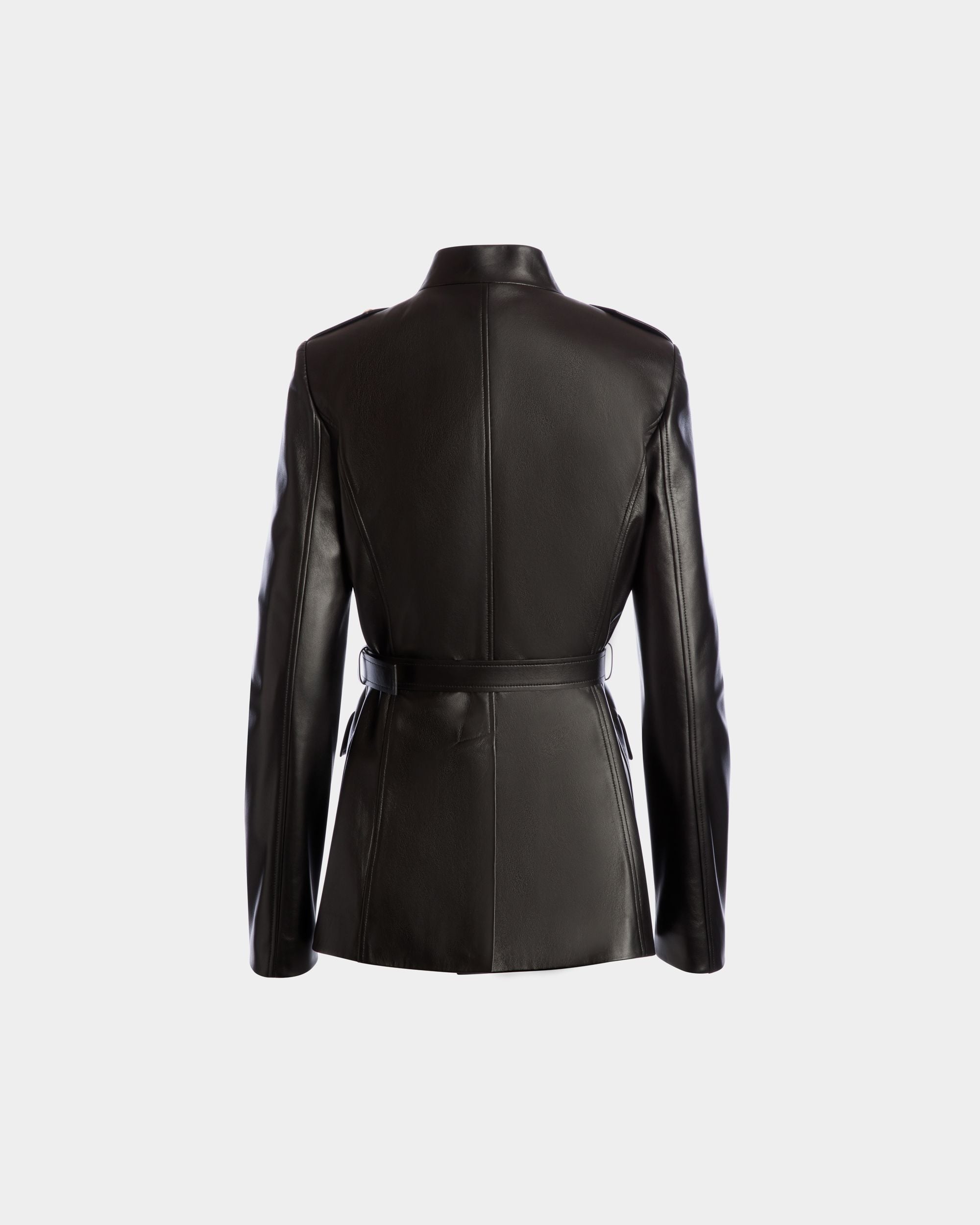 Veste Ceinturée En Cuir Noir - Femme - Bally - 03