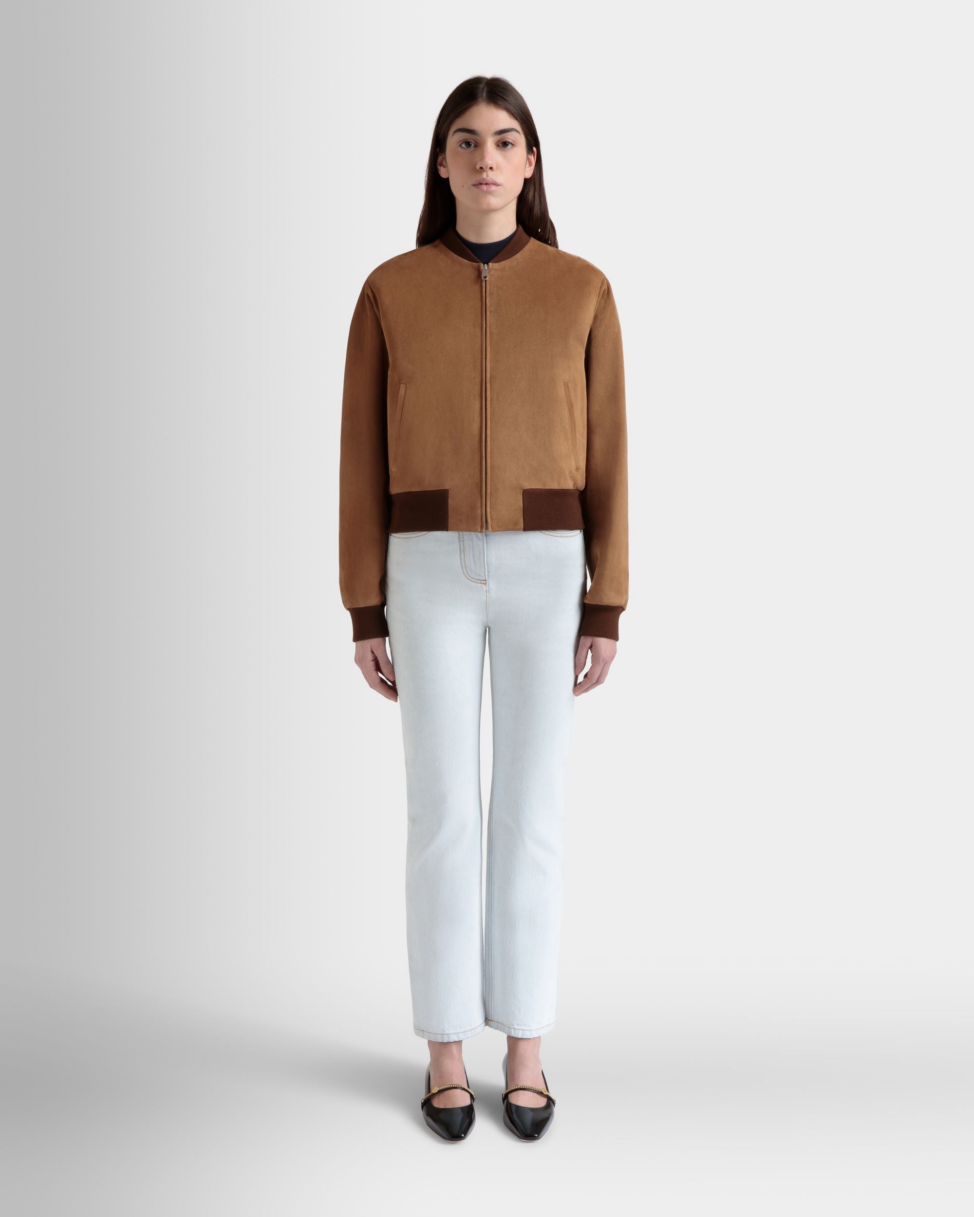 Blouson Bomber En Daim Marron - Femme - Bally - 02