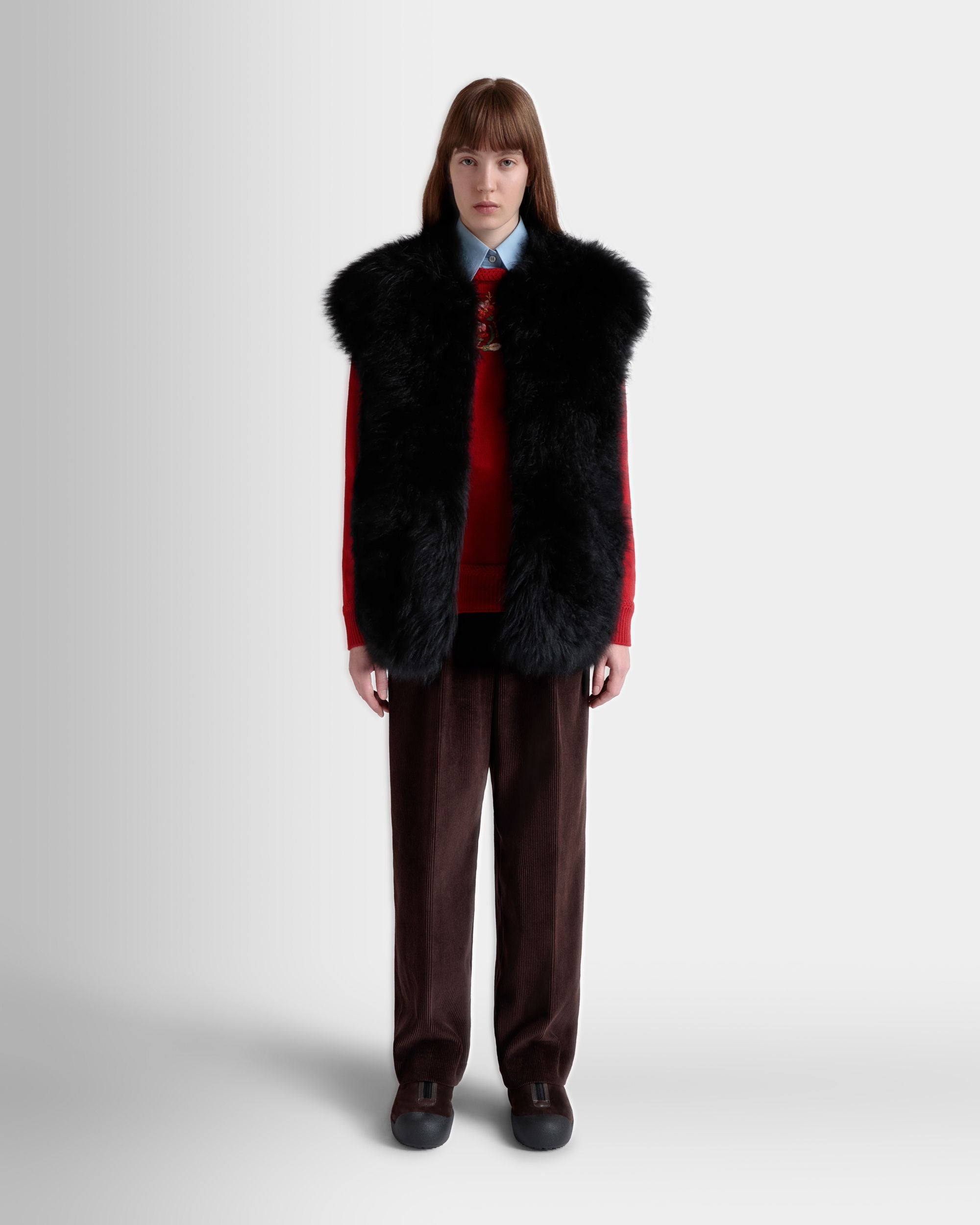 Winter Capsule Weste Aus Schwarzem Schaffell - Femme - Bally - 02