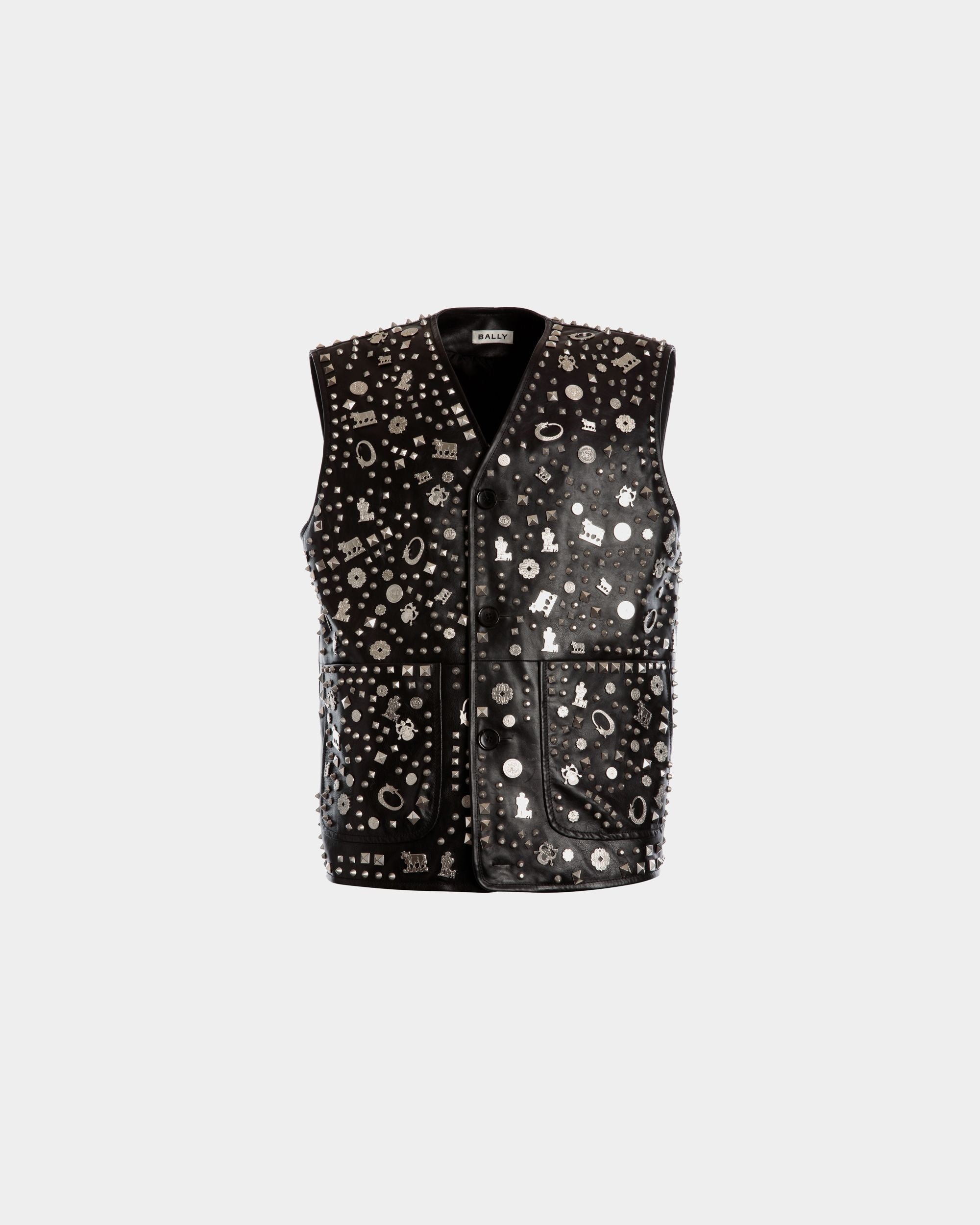 Vest In Black Leather with Studs - Women's - Bally - 01
