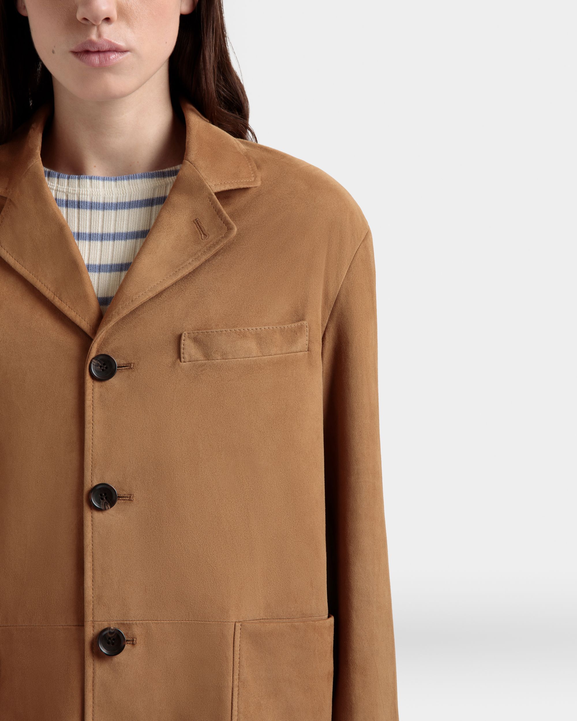 Blazer in Brown Suede - Women's - Bally - 04