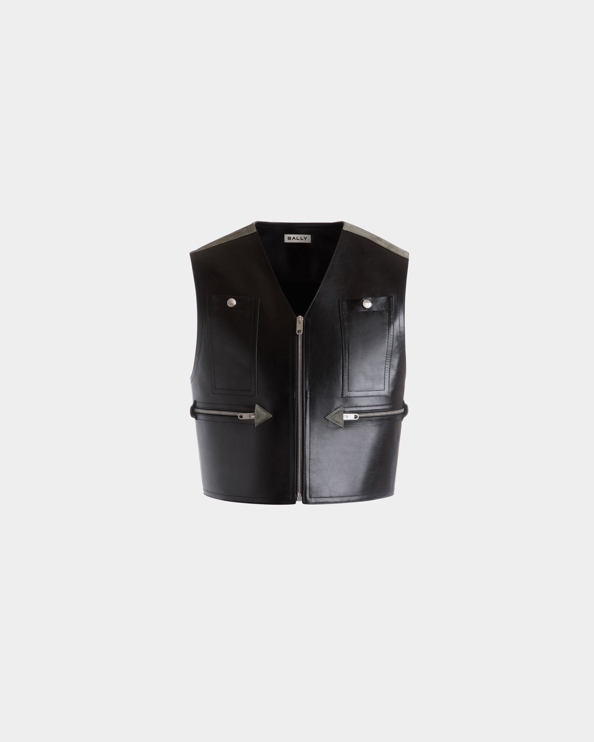 Vest in Black Leather - Women's - Bally - 01