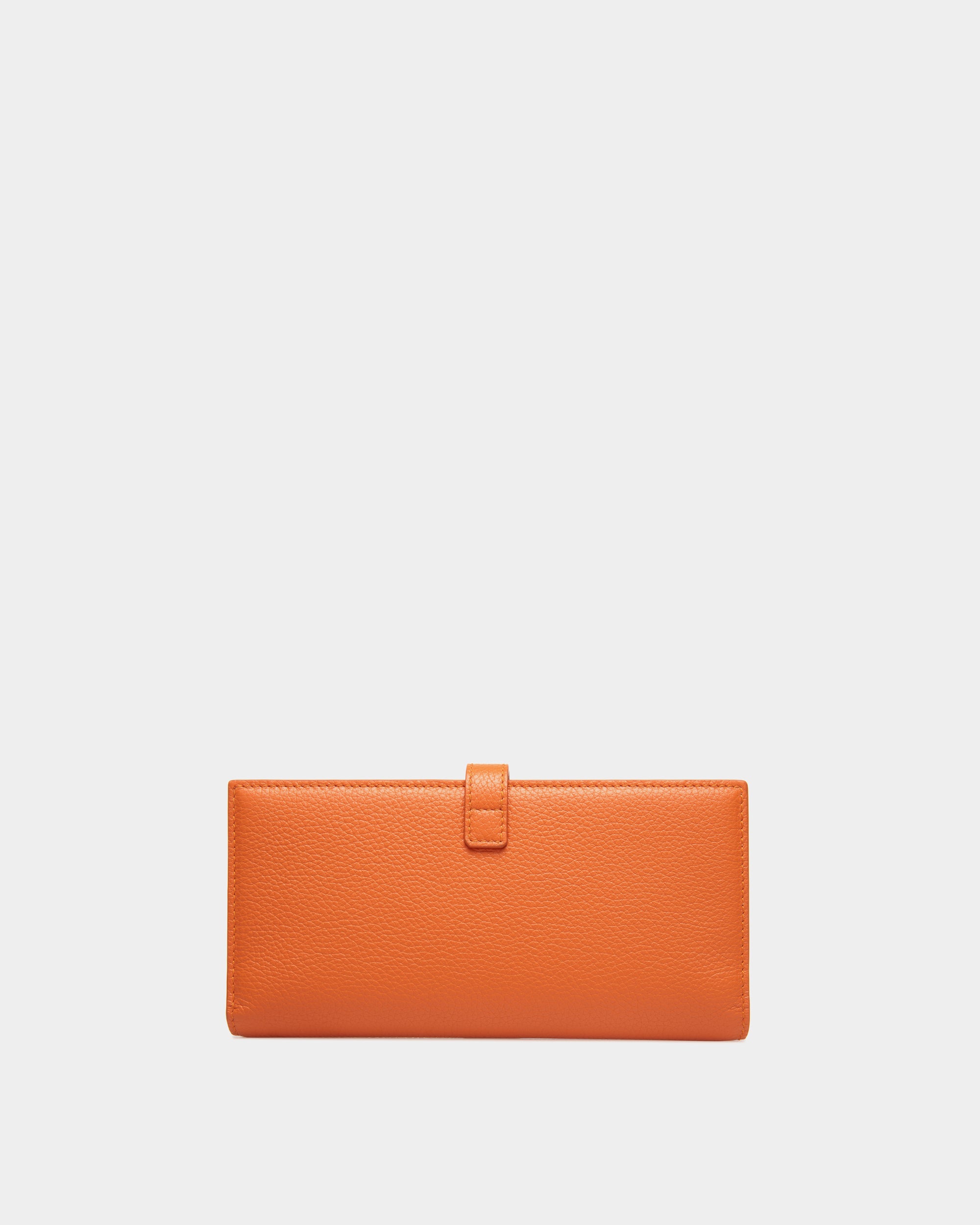 Portefeuille Long Lock Me En Cuir Grainé Koi Orange - Femme - Bally - 02