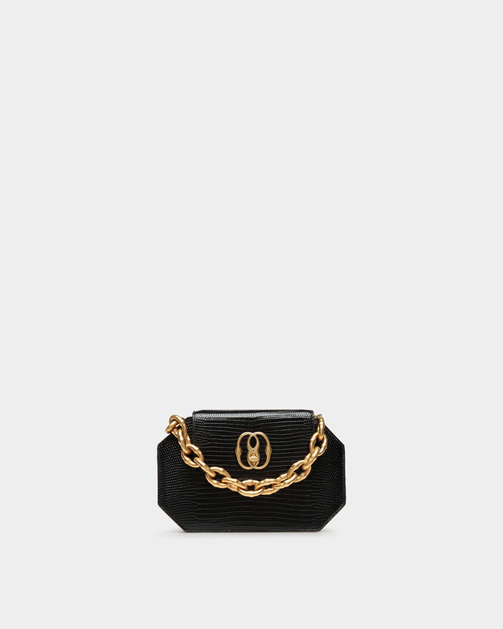 Women's Emblem Octogone In Black Leather | Bally | Still Life Front