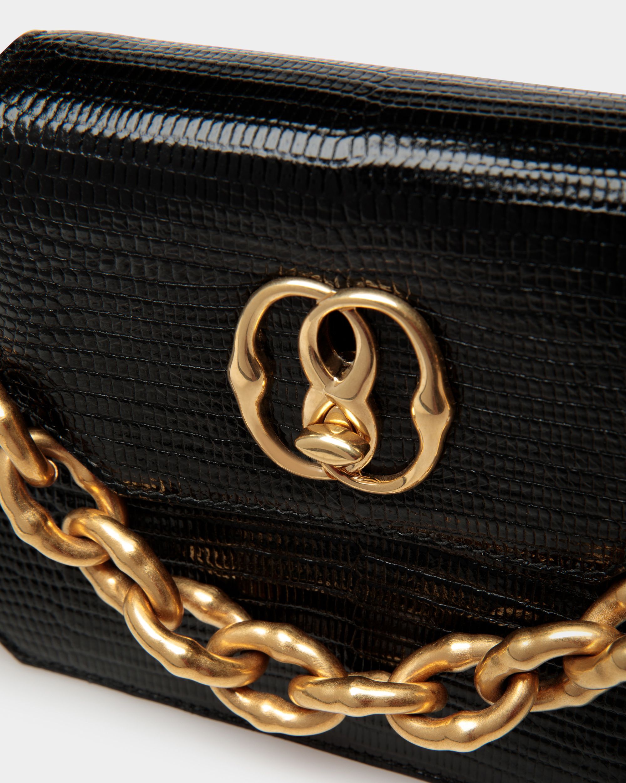 Women's Emblem Octogone In Black Leather | Bally | Still Life Detail