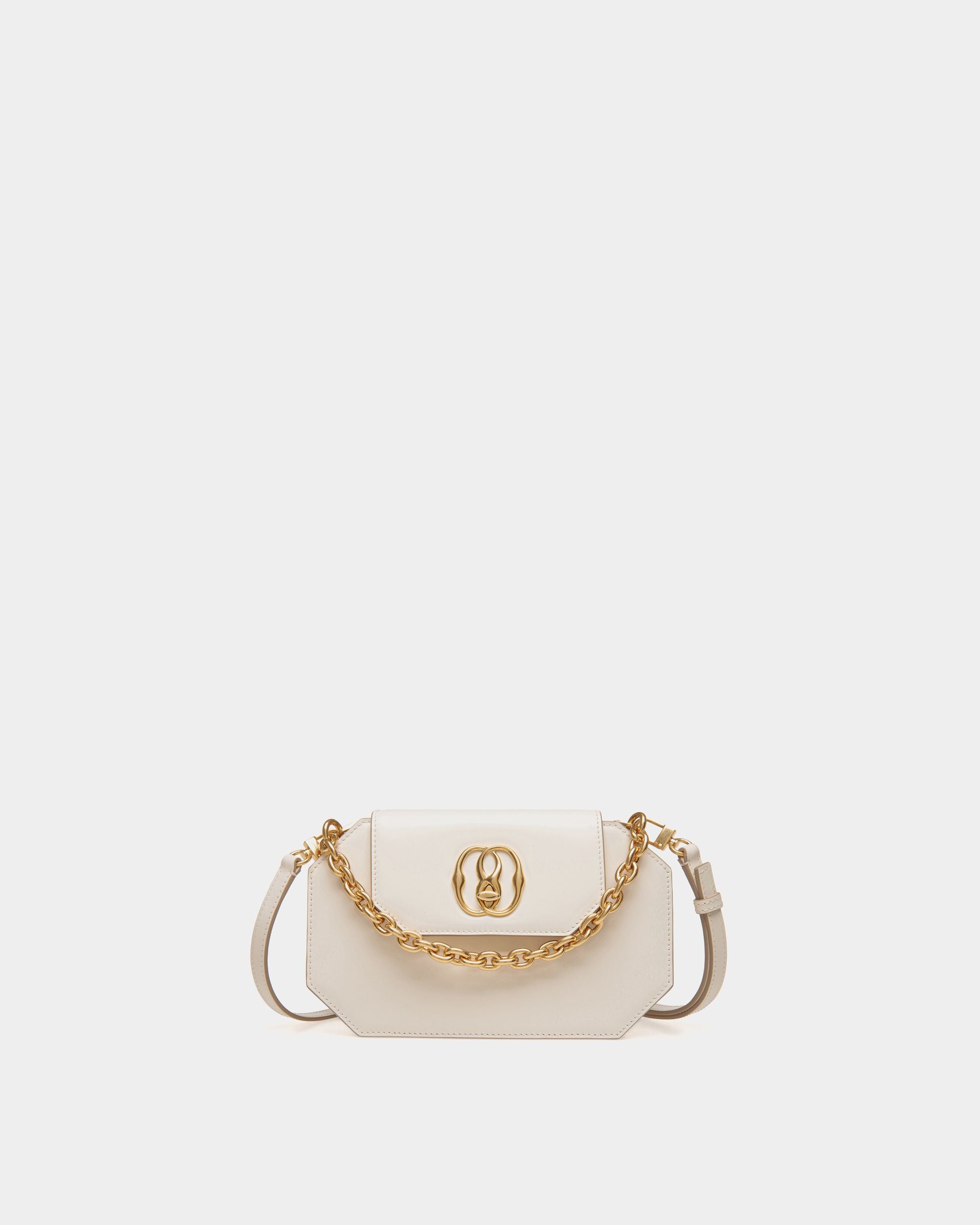 Mini Sac Emblem En Cuir Brossé Blanc - Femme - Bally - 01