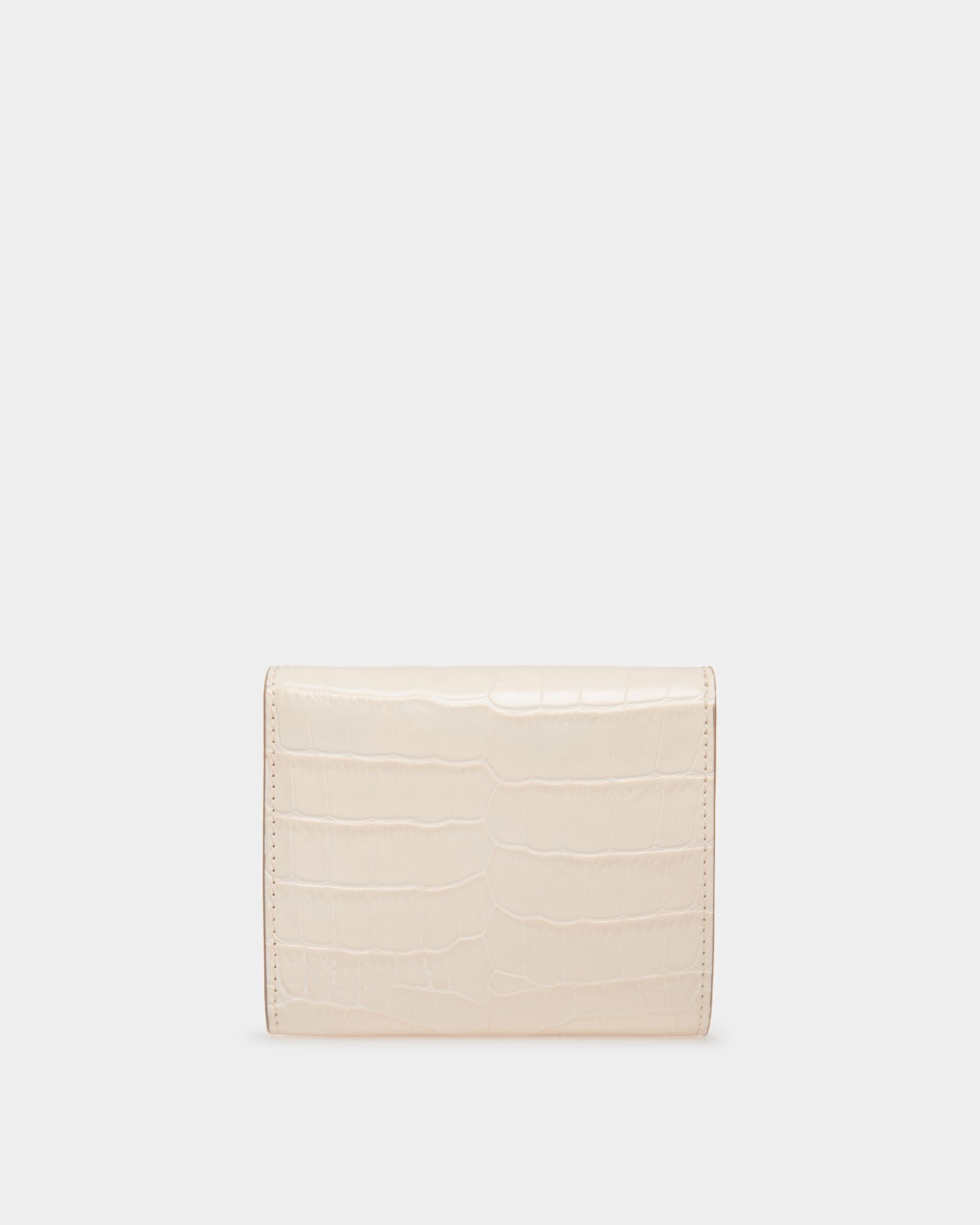 Tilt | Damen-Geldbörse aus weißem Leder mit Kroko-Print | Bally | Still Life Rückseite