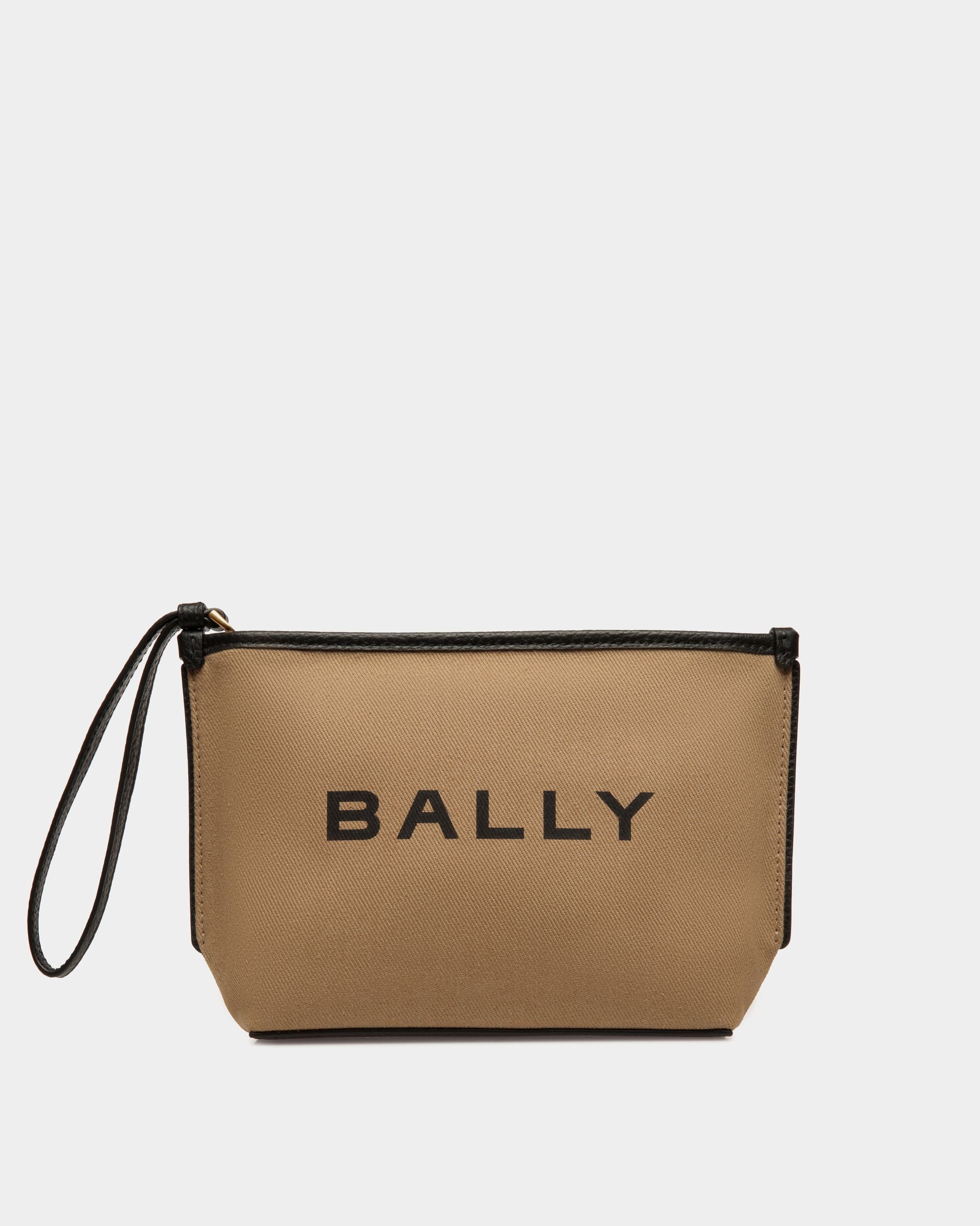 Bar Zipped Pouch in Canvas And Leather - Women's - Bally - 01