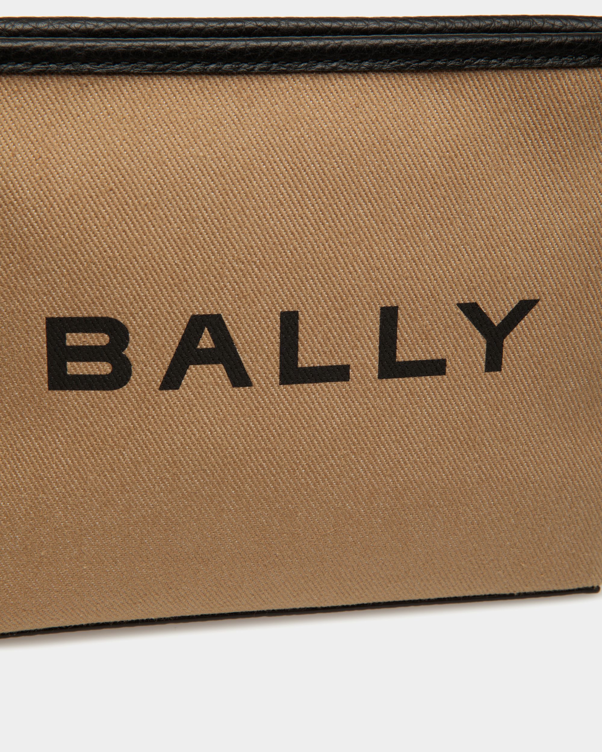Bar Zipped Pouch in Canvas And Leather - Women's - Bally - 04