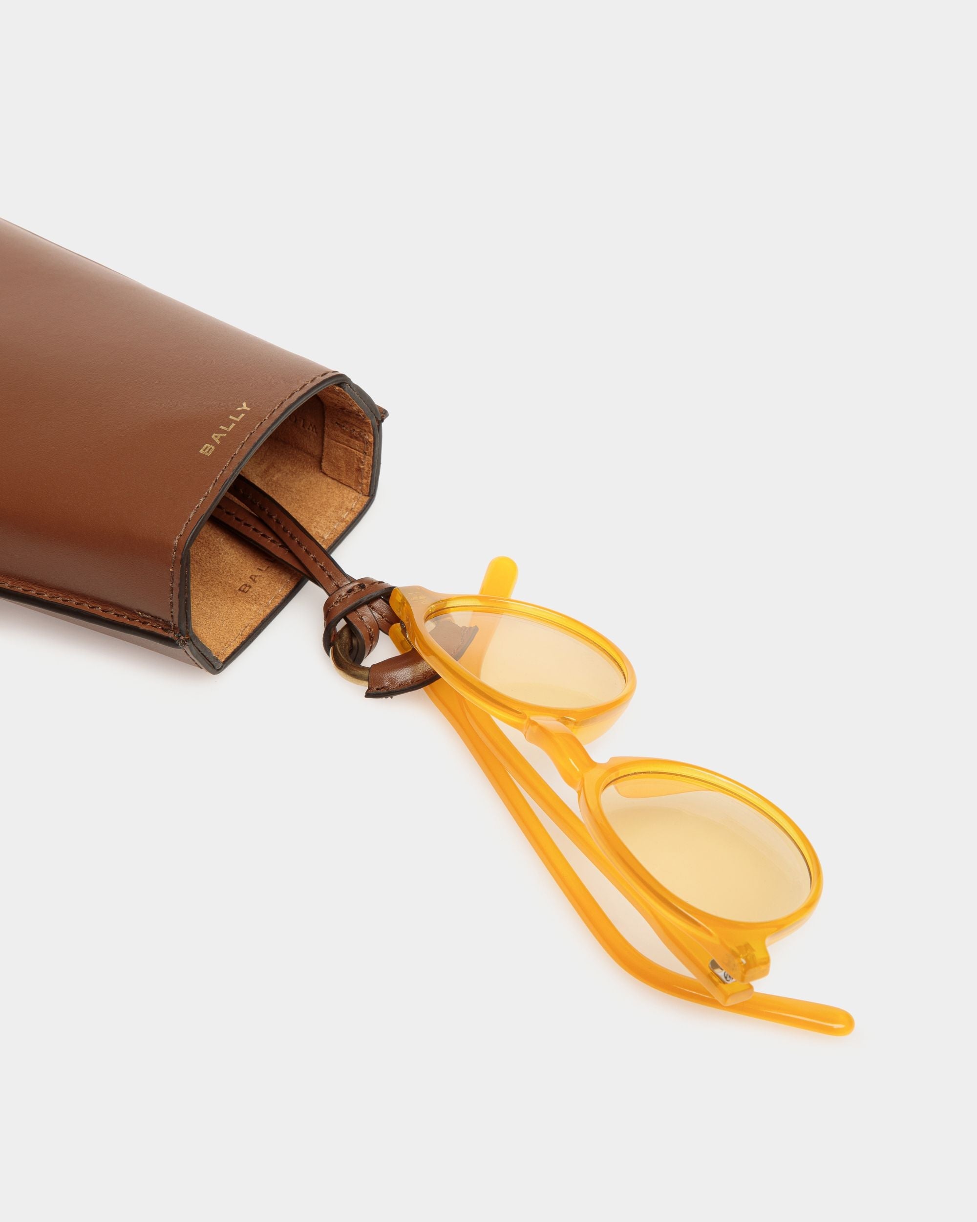 Belle Sonnenbrillenetui Aus Leder In Braun - Damen - Bally - 03