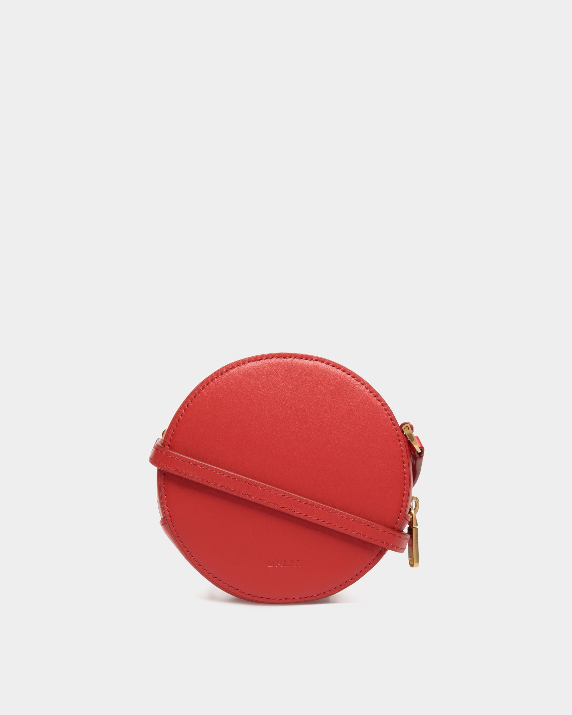 Swissness Round Minibag With Studs In Candy Red Leather - Women's - Bally - 02