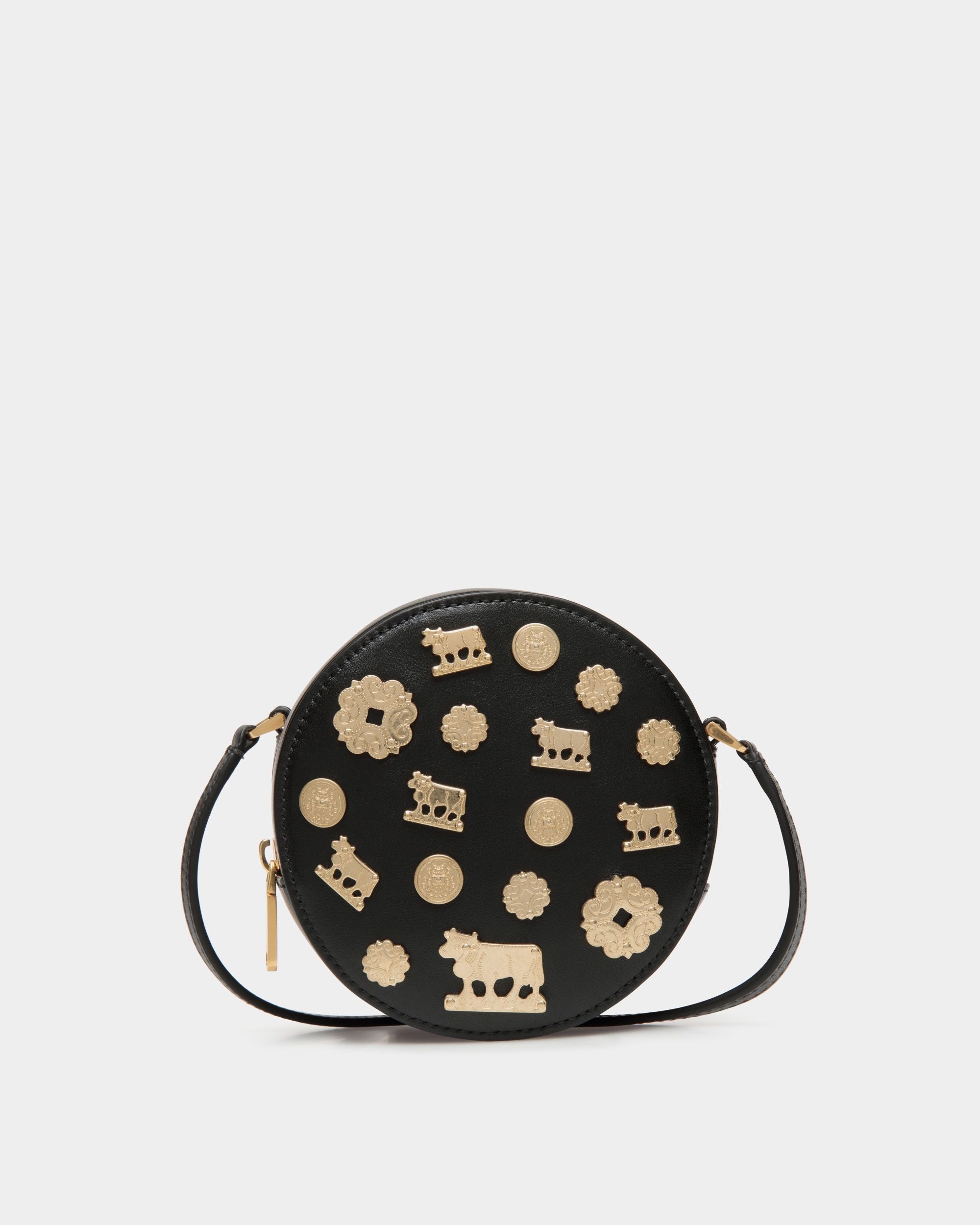 Swissness Round Minibag Mit Nieten Aus Leder In Schwarz - Damen - Bally - 01