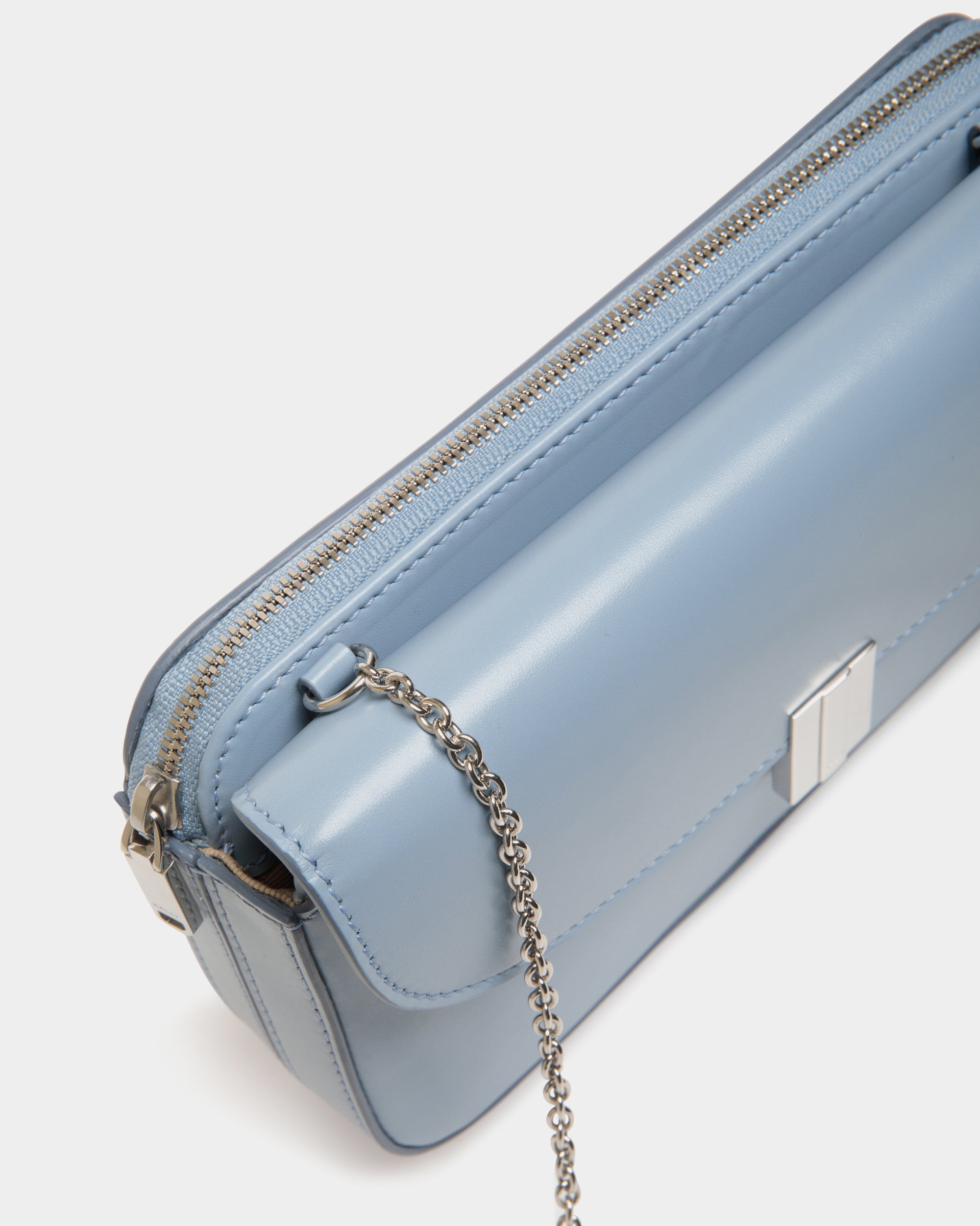 Ollam Phone Wallet in Light Blue Leather - Women's - Bally - 05
