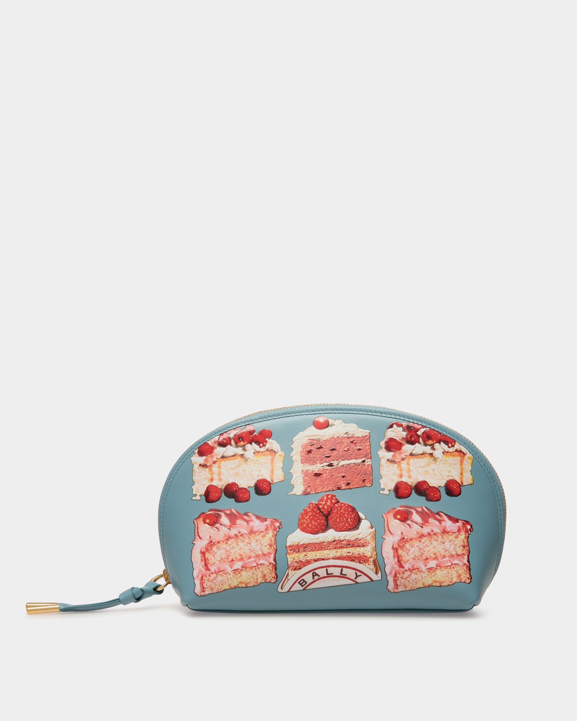 Bustina In Pelle Medium Blue Con Stampa Bally Cake - Donna - Bally - 01