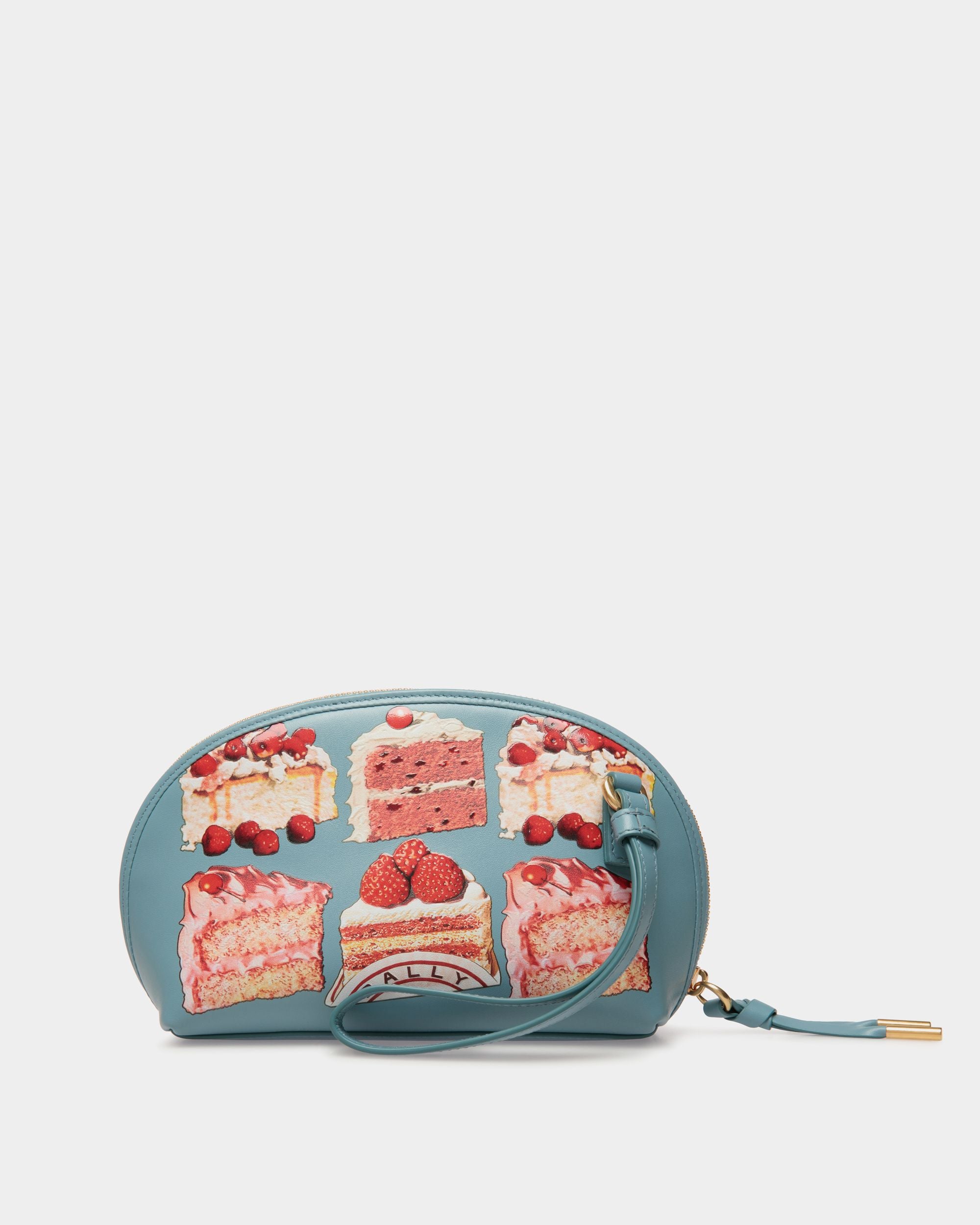 Bustina In Pelle Medium Blue Con Stampa Bally Cake - Donna - Bally - 02