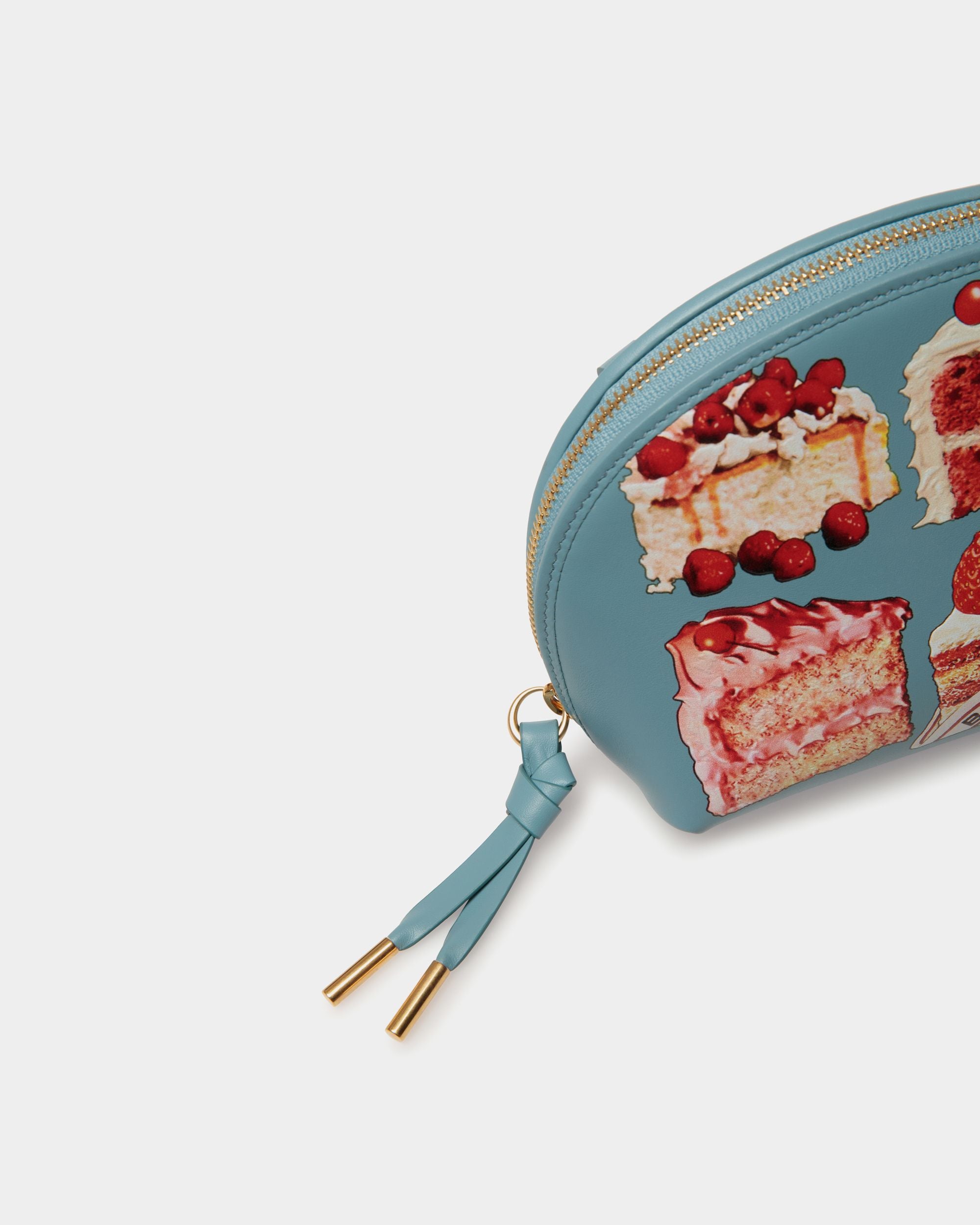 Bustina In Pelle Medium Blue Con Stampa Bally Cake - Donna - Bally - 04