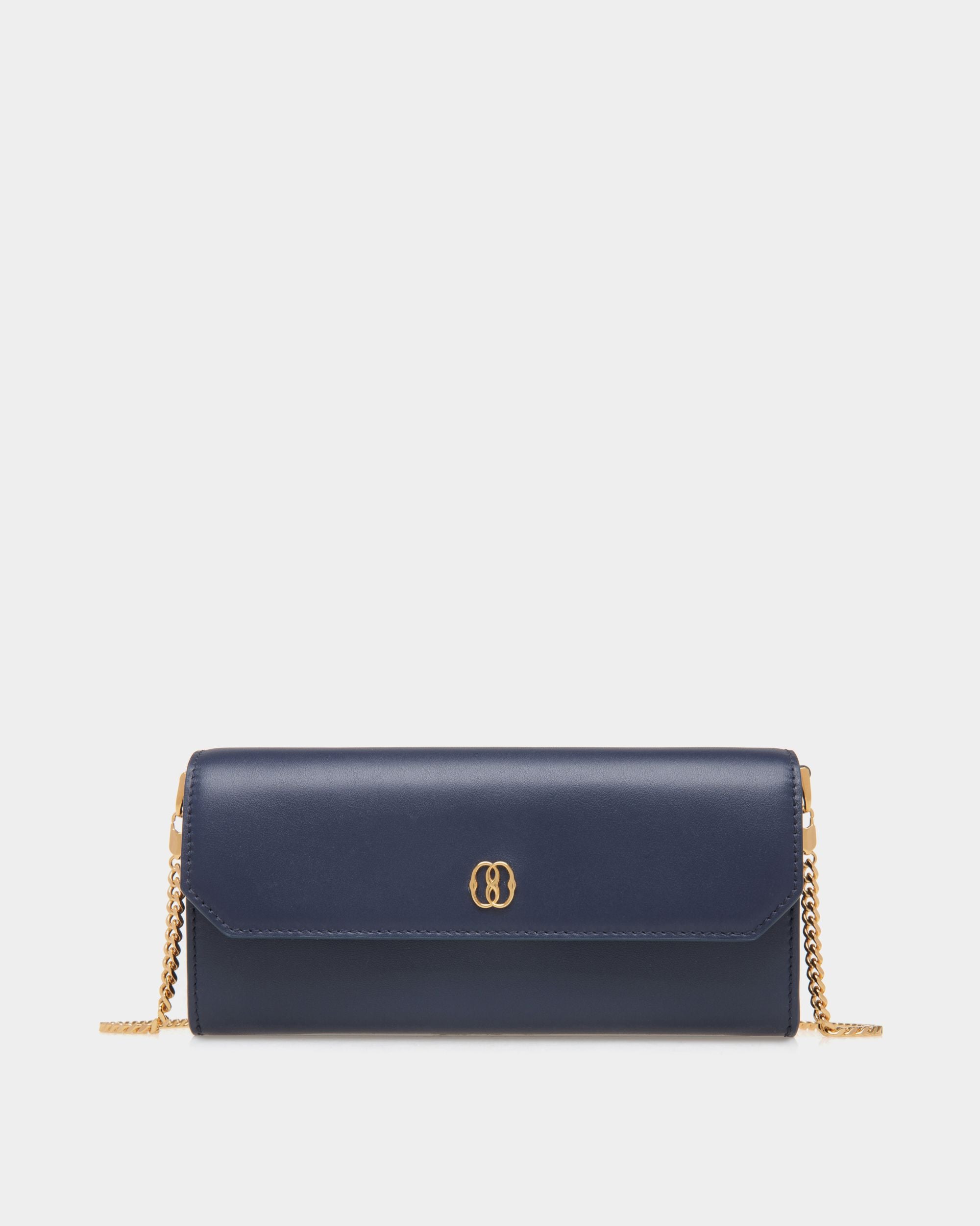 Portefeuille À Chaîne Emblem En Cuir Bleu - Femme - Bally - 01