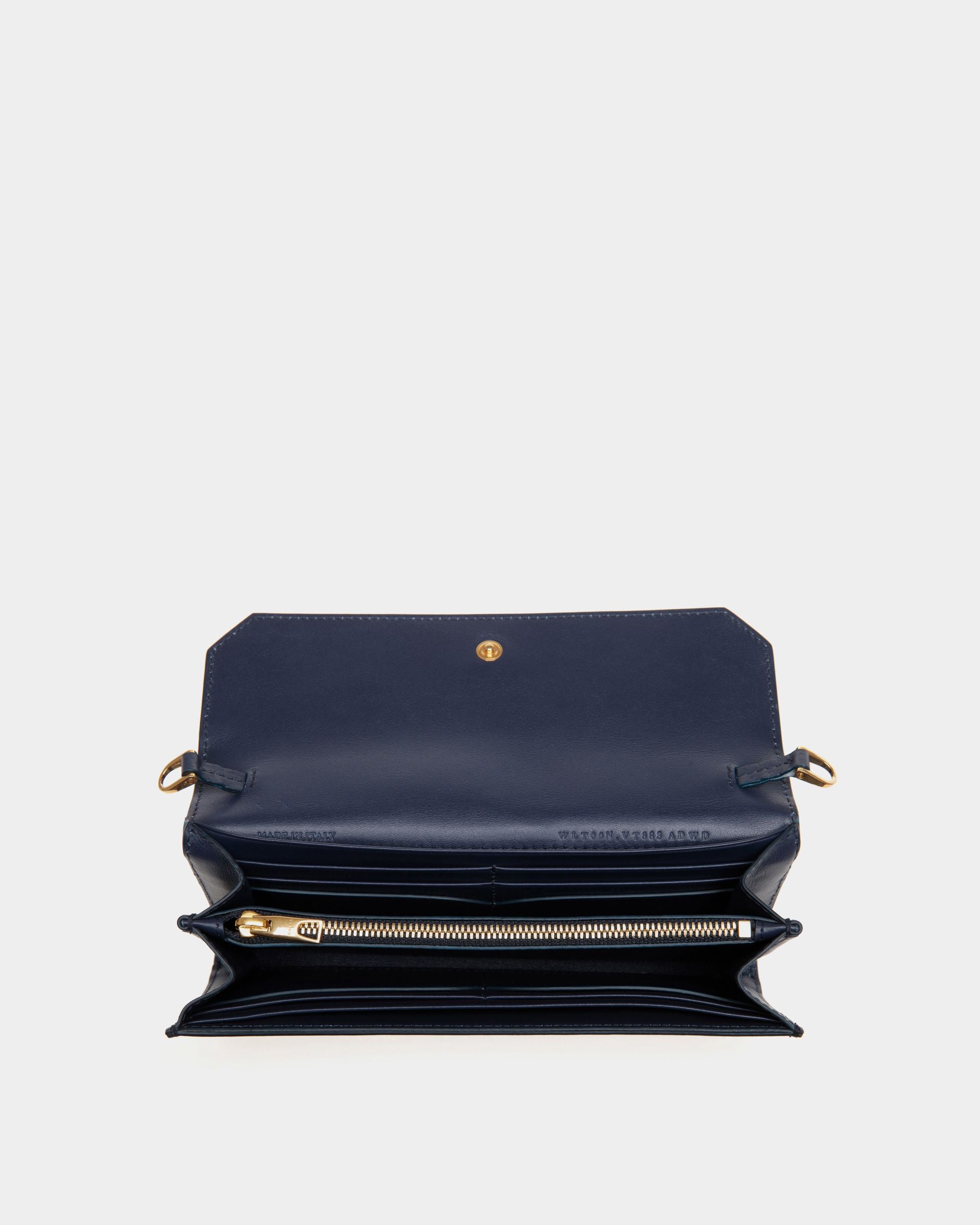 Portefeuille À Chaîne Emblem En Cuir Bleu - Femme - Bally - 03