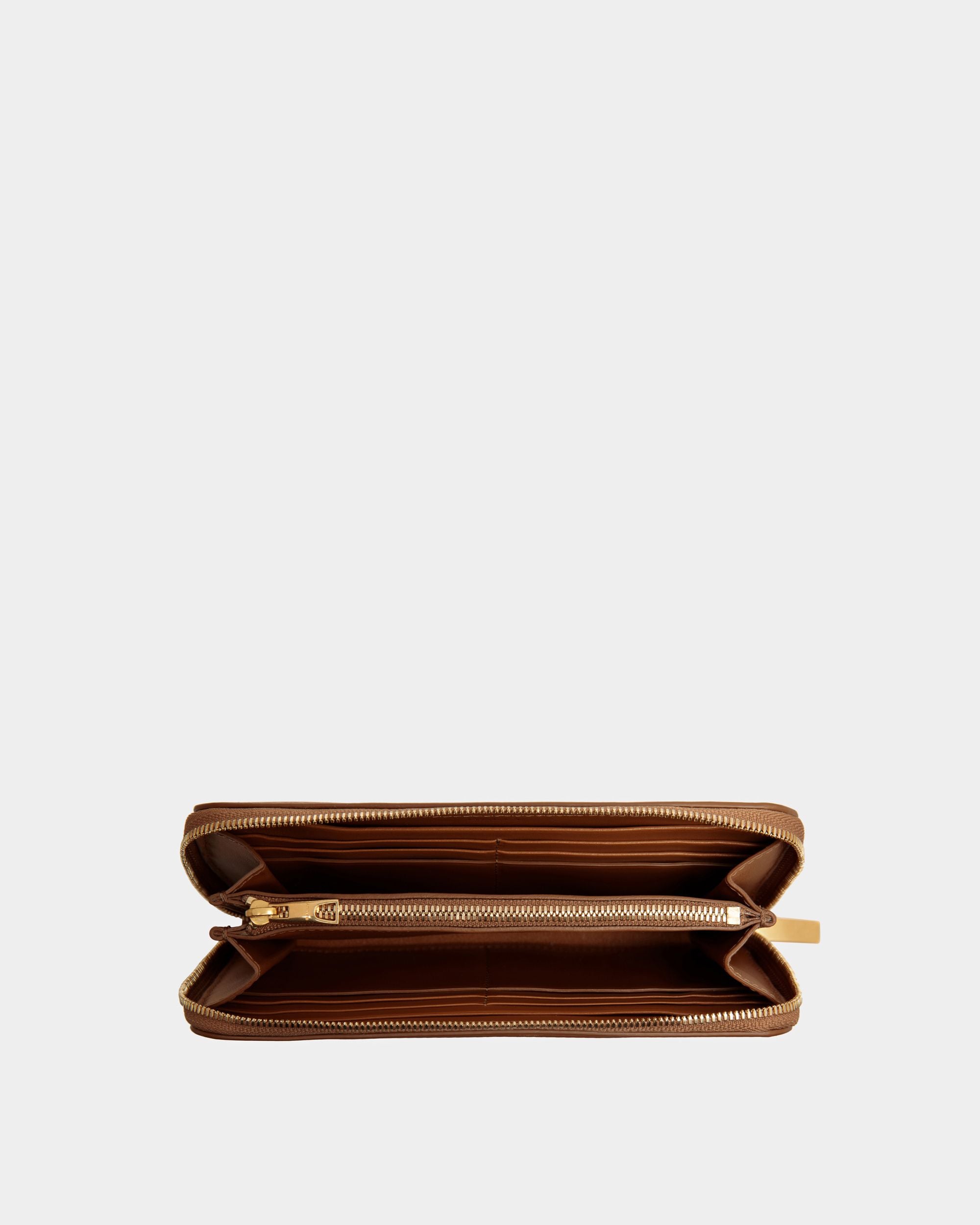 Portefeuille Long Emblem En Cuir Marron - Femme - Bally - 03