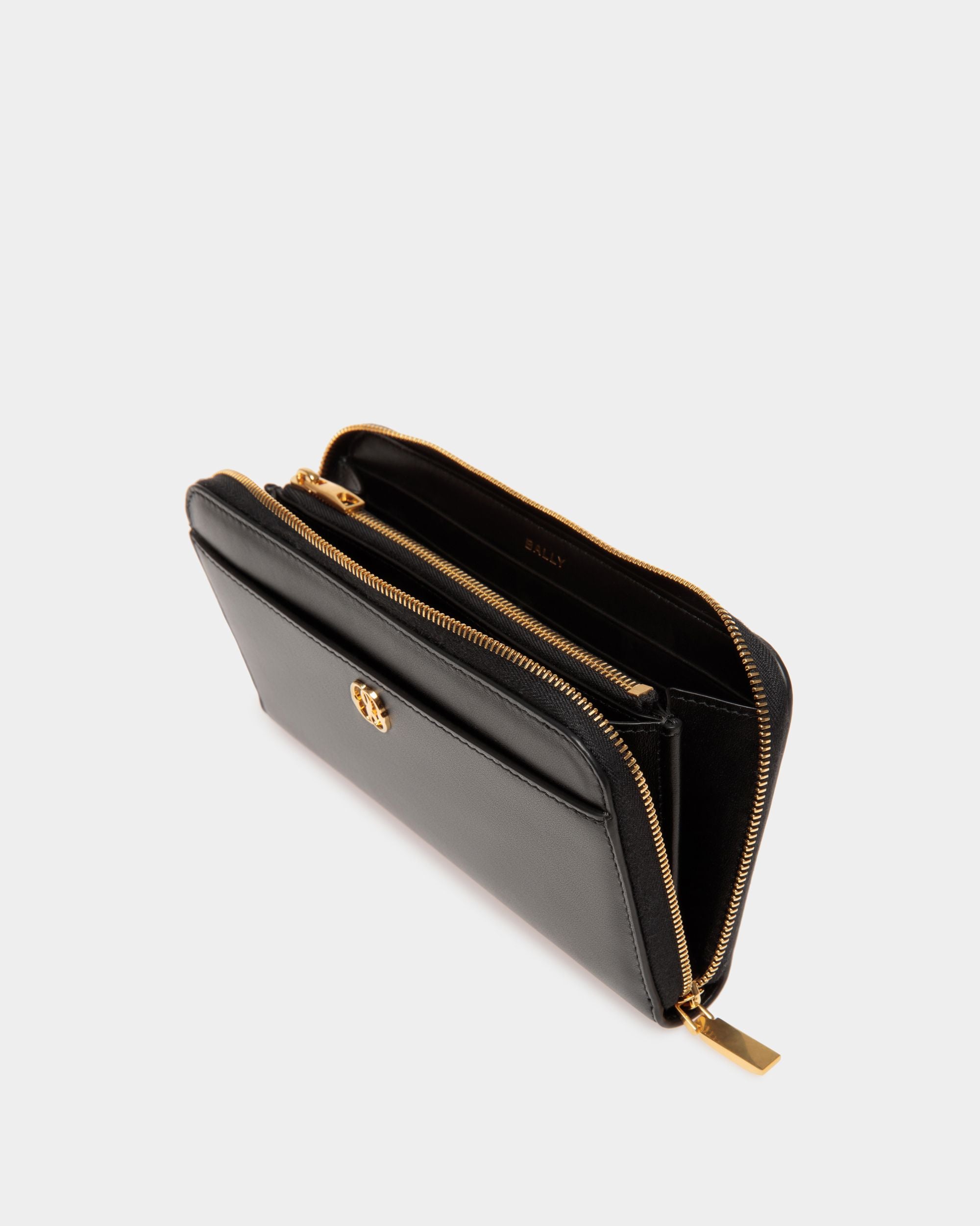 Emblem Long Wallet in Black Leather - Women's - Bally - 03