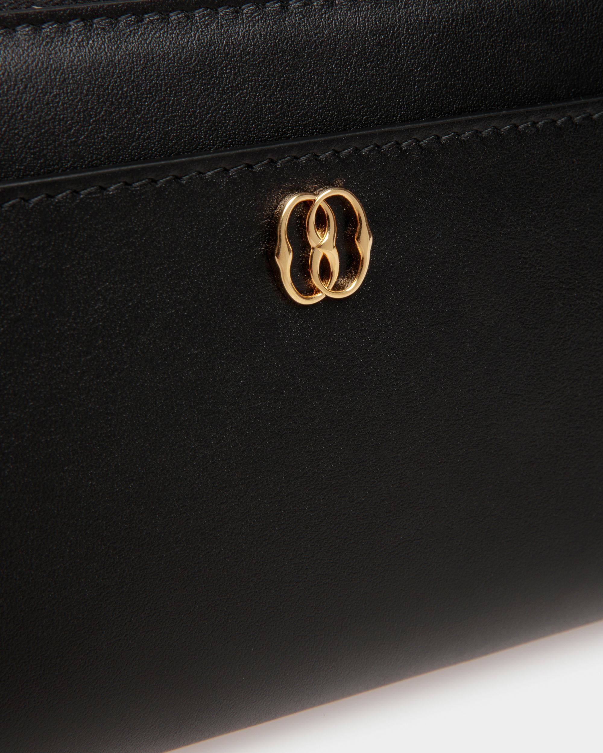 Emblem Long Wallet in Black Leather - Women's - Bally - 04