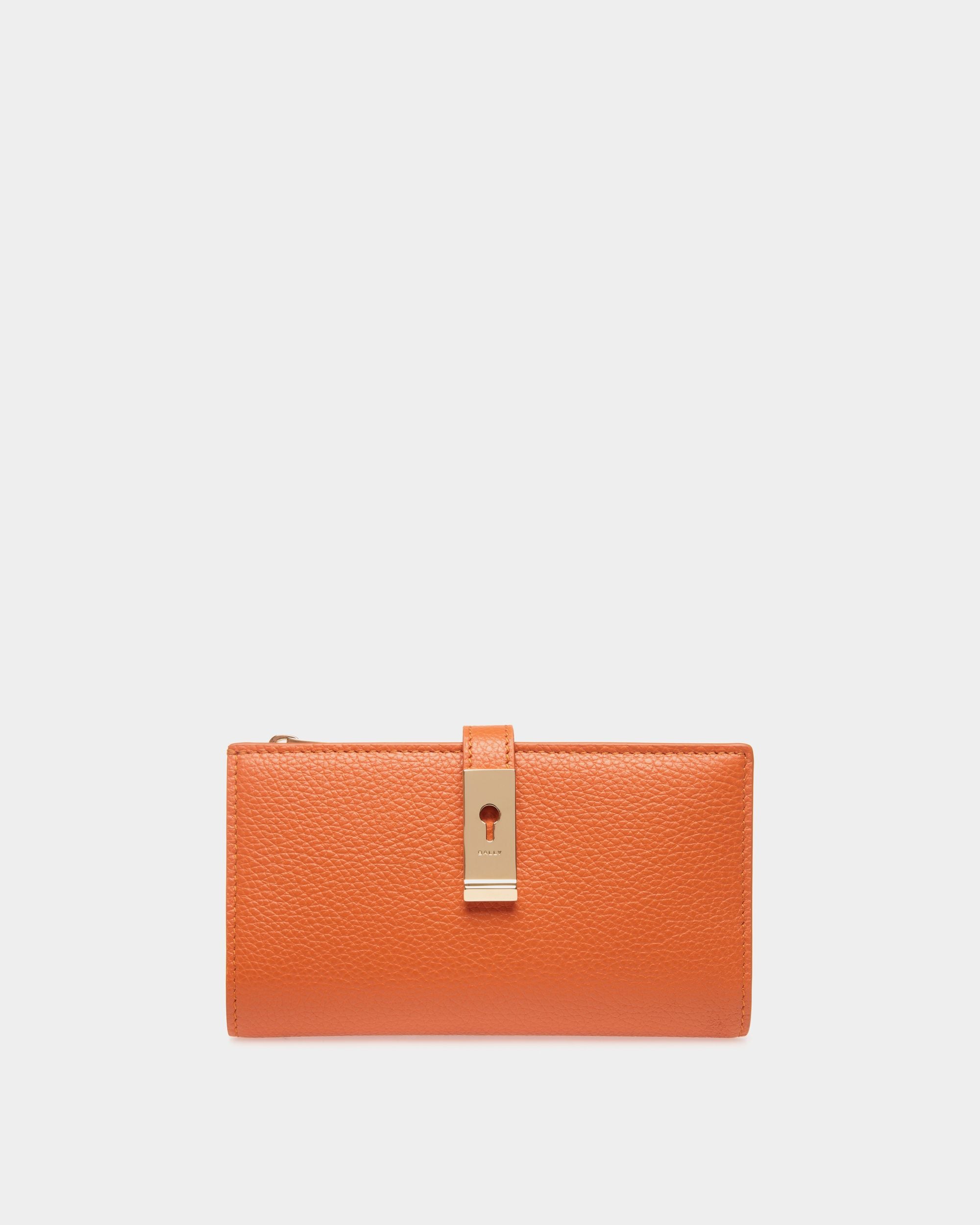 Portefeuille Long Lock Me En Cuir Grainé Koi Orange - Femme - Bally - 01