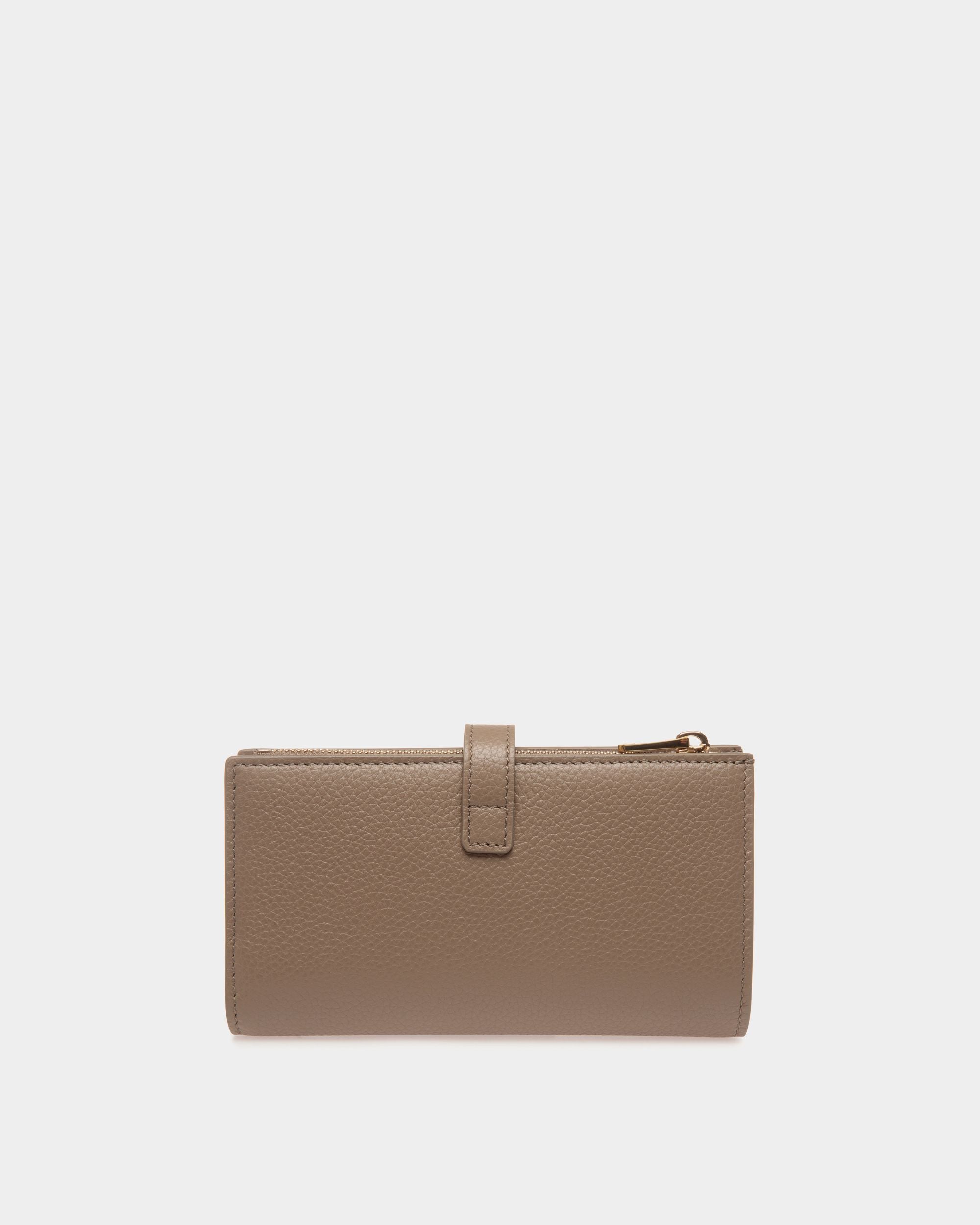 Portefeuille Lock Me Long En Cuir Grainé Taupe - Femme - Bally - 02