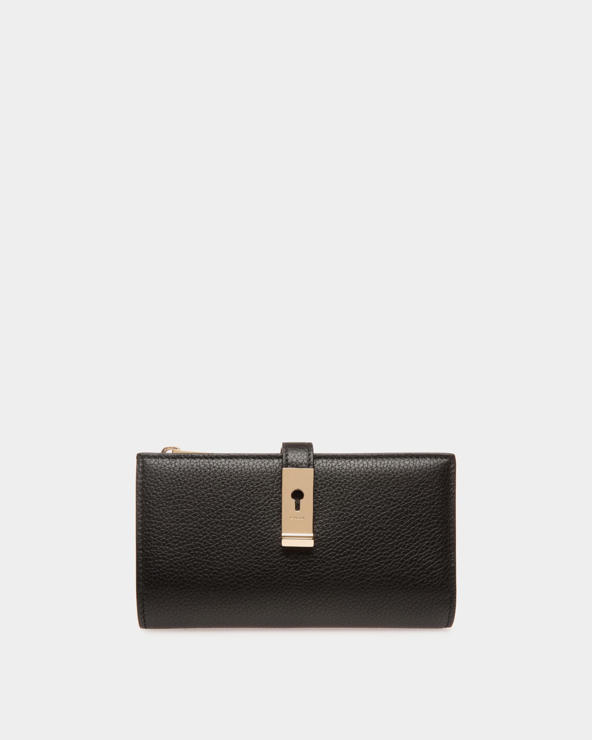 Lock Me Long Wallet in Black Grained Leather - Women's - Bally - 01