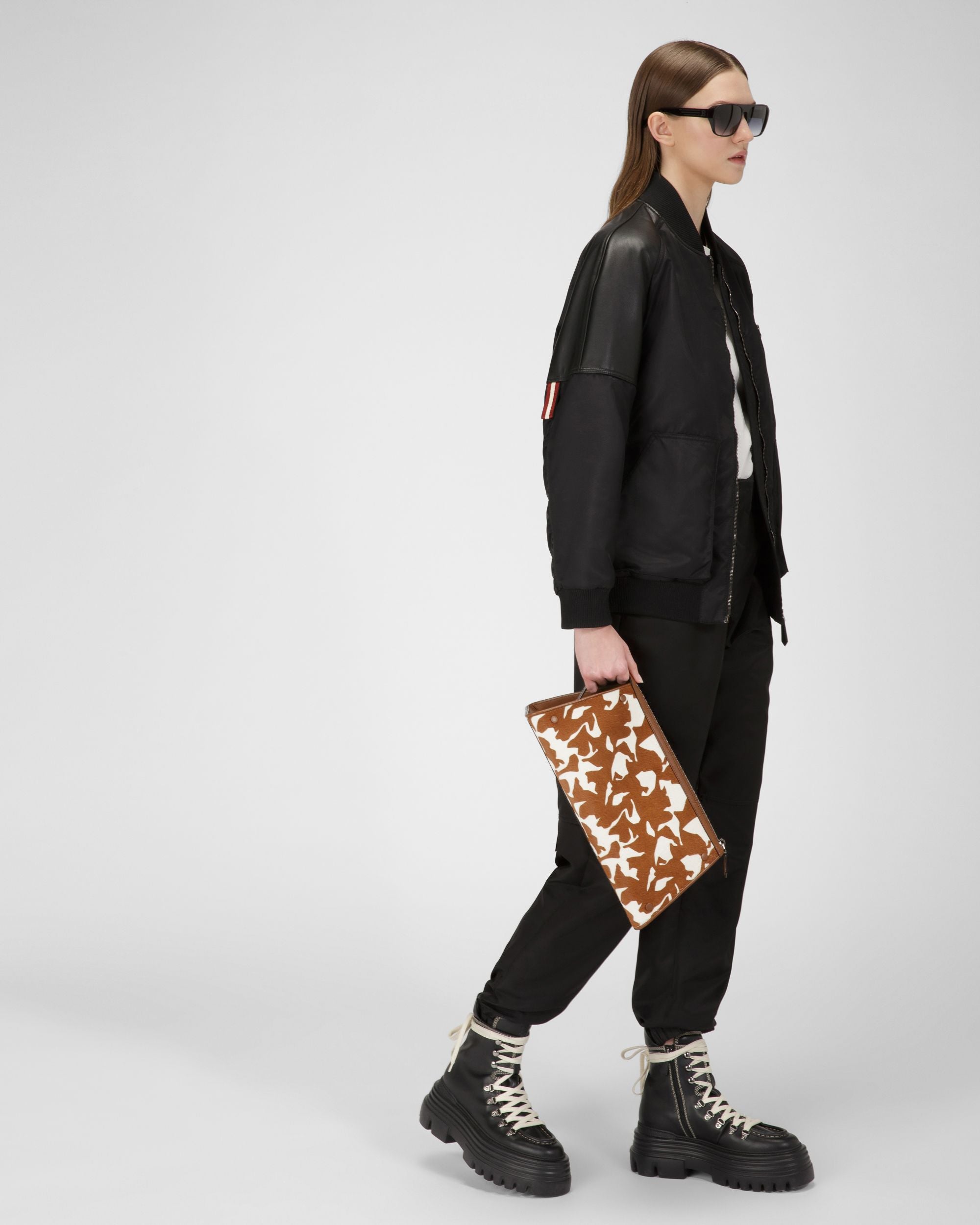 Bomber Con Inserti Di Pelle In Nylon Riciclato Nero - Donna - Bally - 05