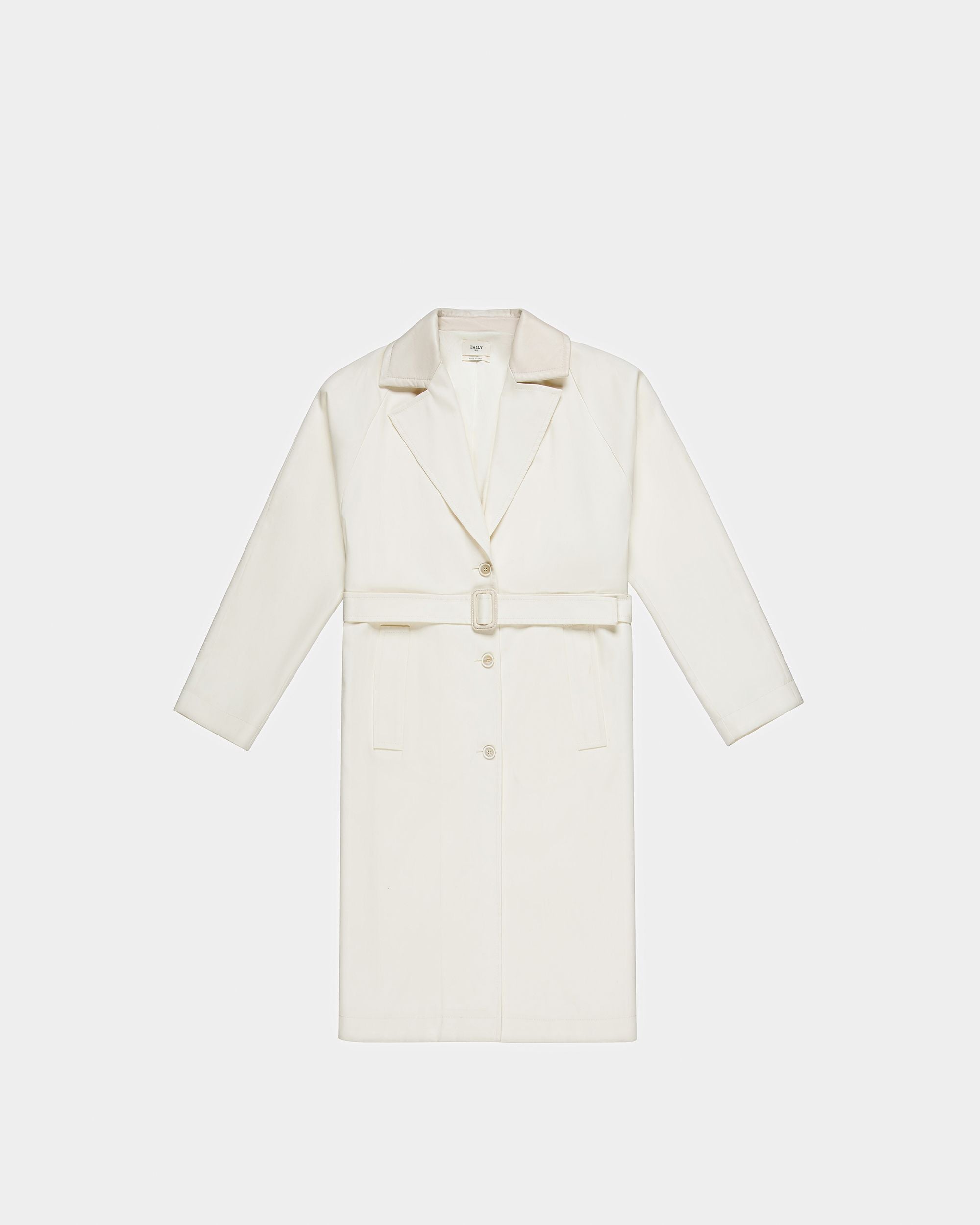 Cotton Mix Coat In Bone - Women's - Bally - 01