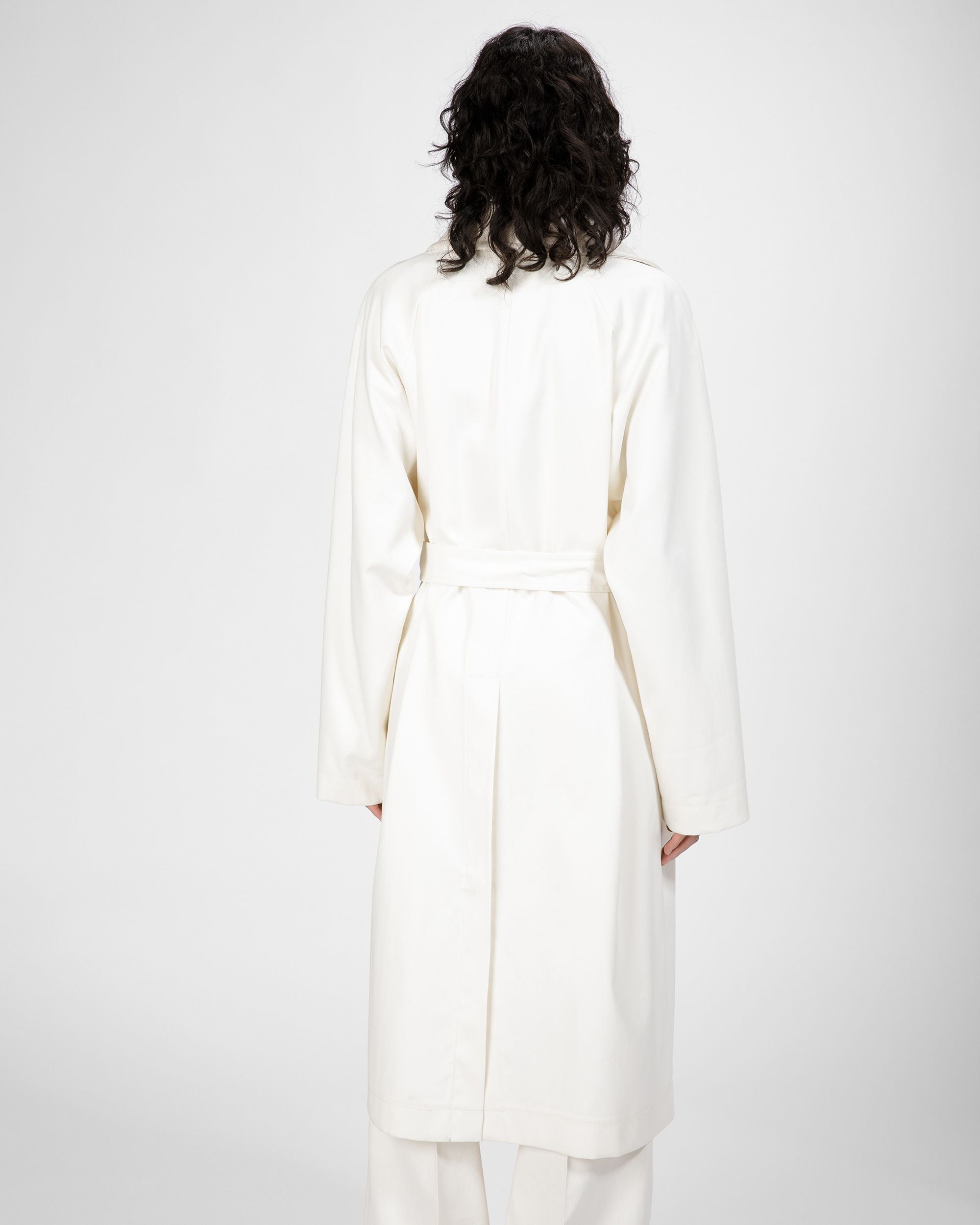 Cotton Mix Coat In Bone - Women's - Bally - 02