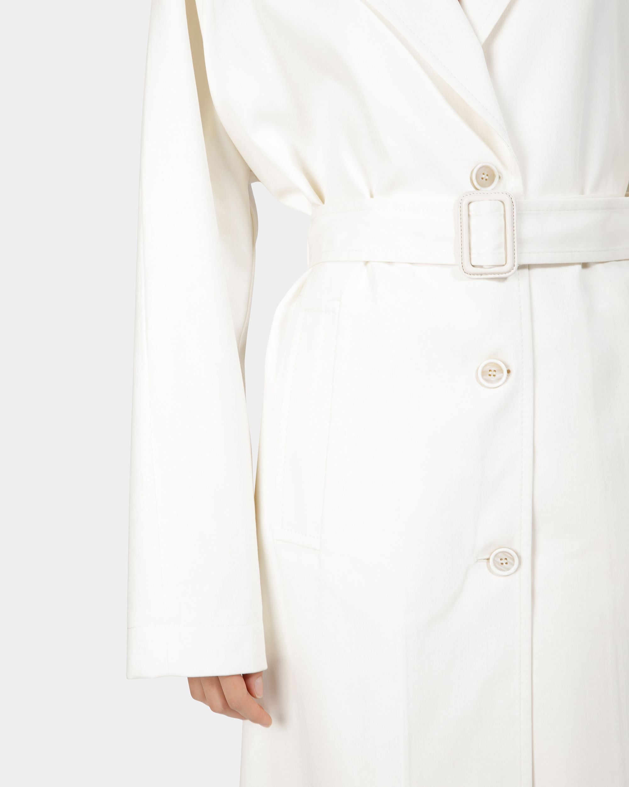 Cotton Mix Coat In Bone - Women's - Bally - 03