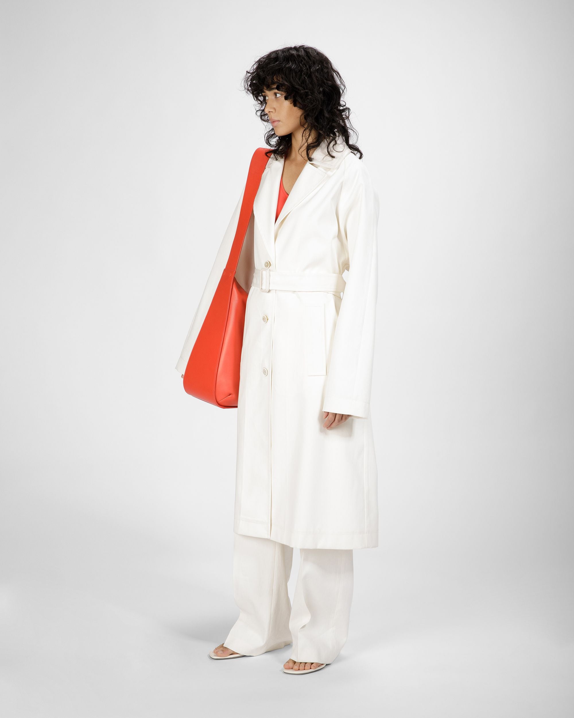 Cotton Mix Coat In Bone - Women's - Bally - 04