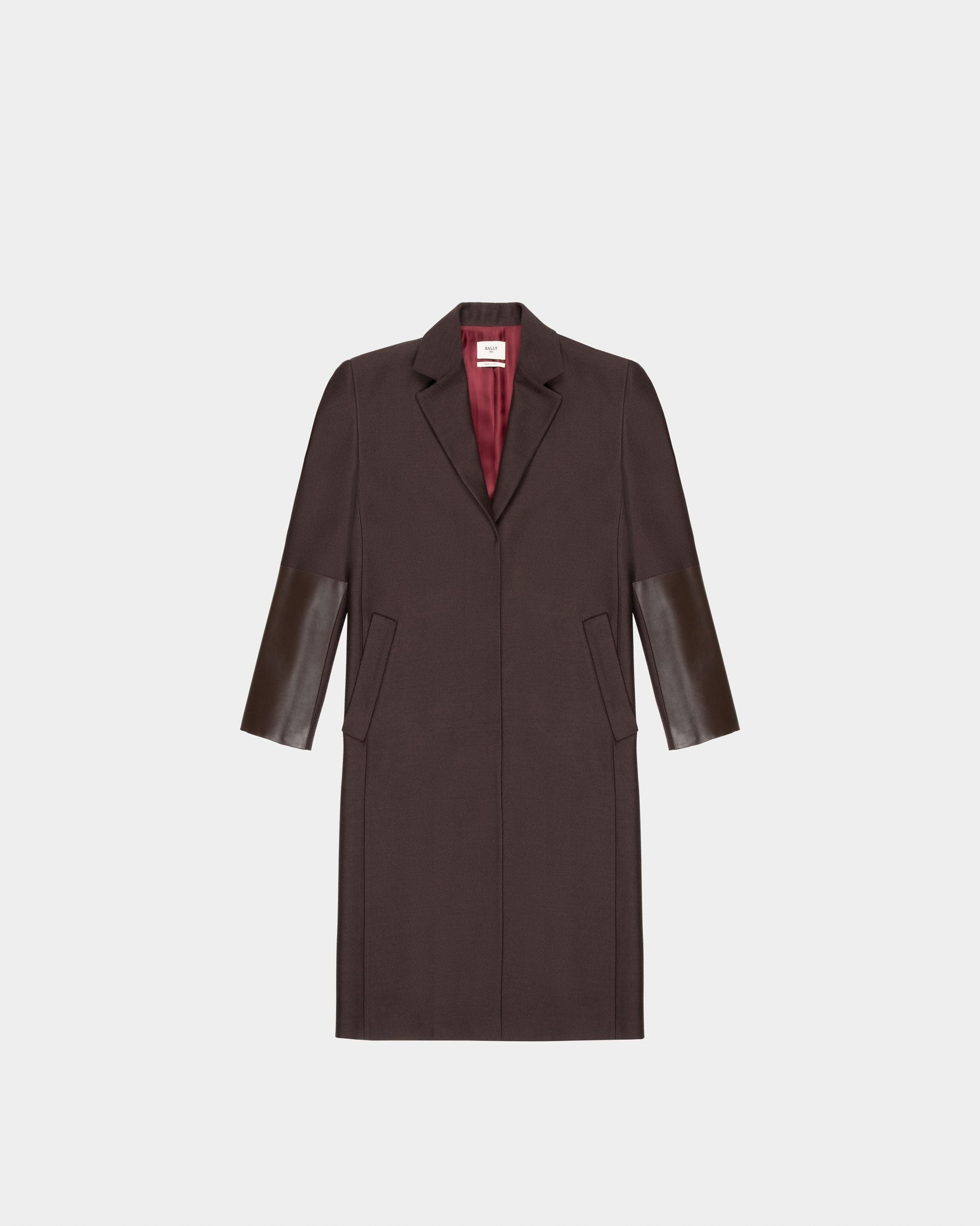 Manteau En Laine Et Coton Marron Ébène - Femme - Bally - 04