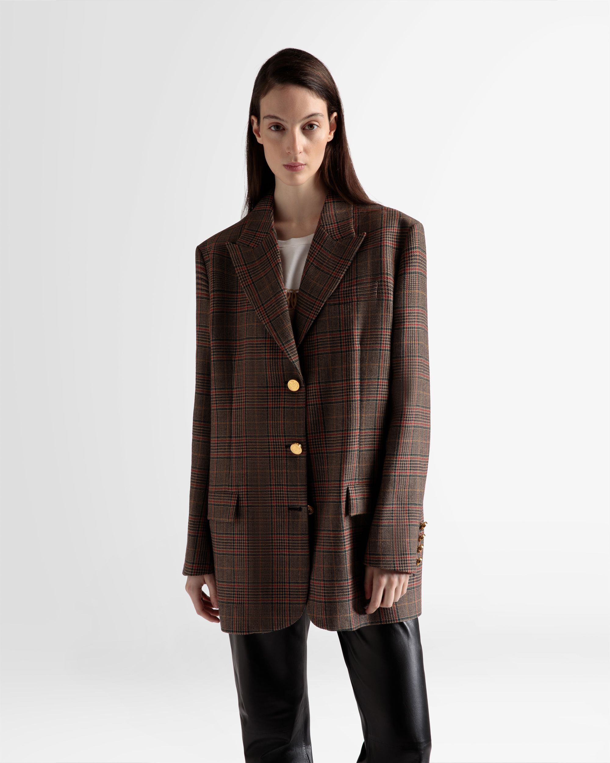 Karojacke Aus Mehrfarbiger Wolle - Damen - Bally - 03