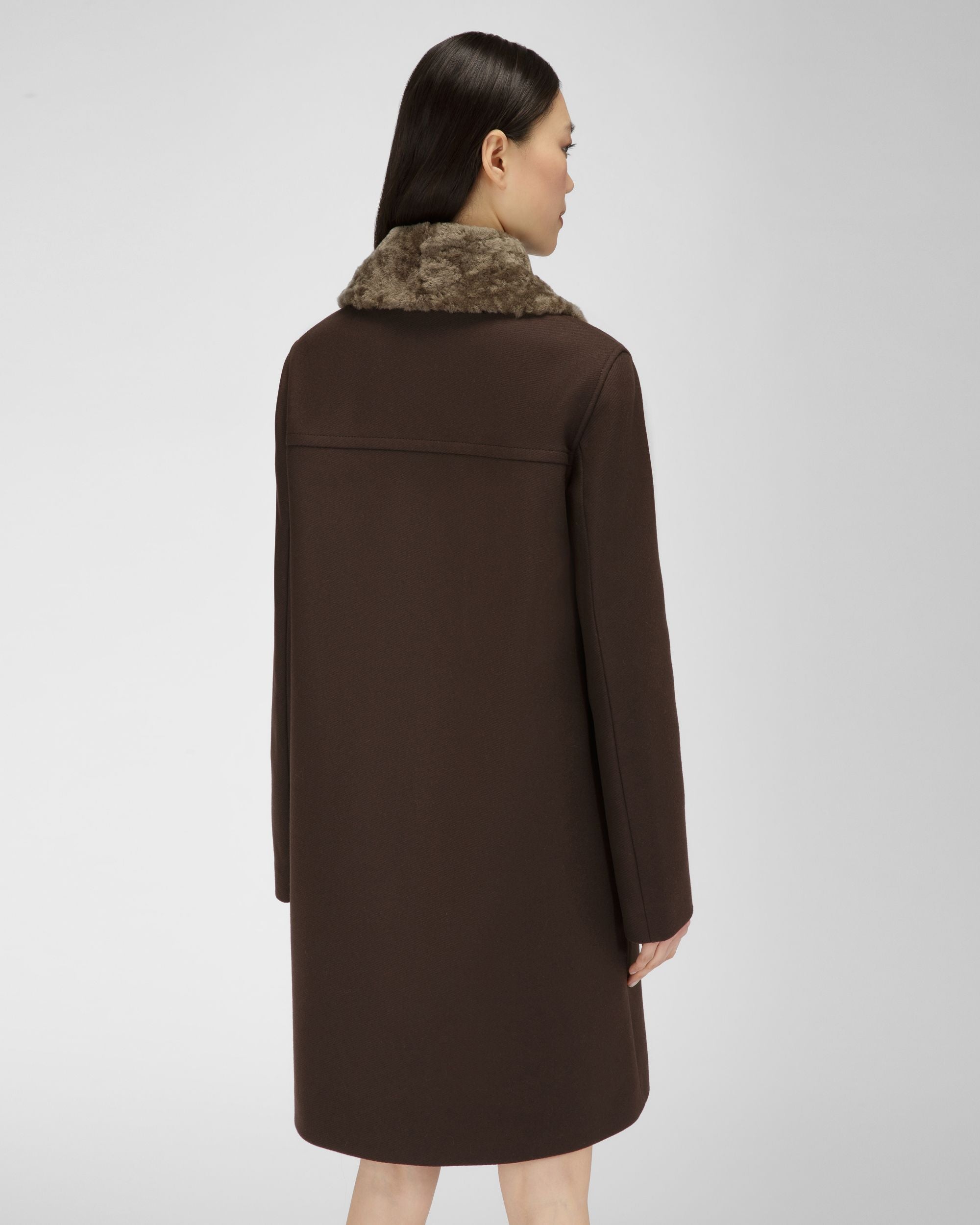 Mantel Aus Ebenholzbrauner Wolle - Damen - Bally - 03
