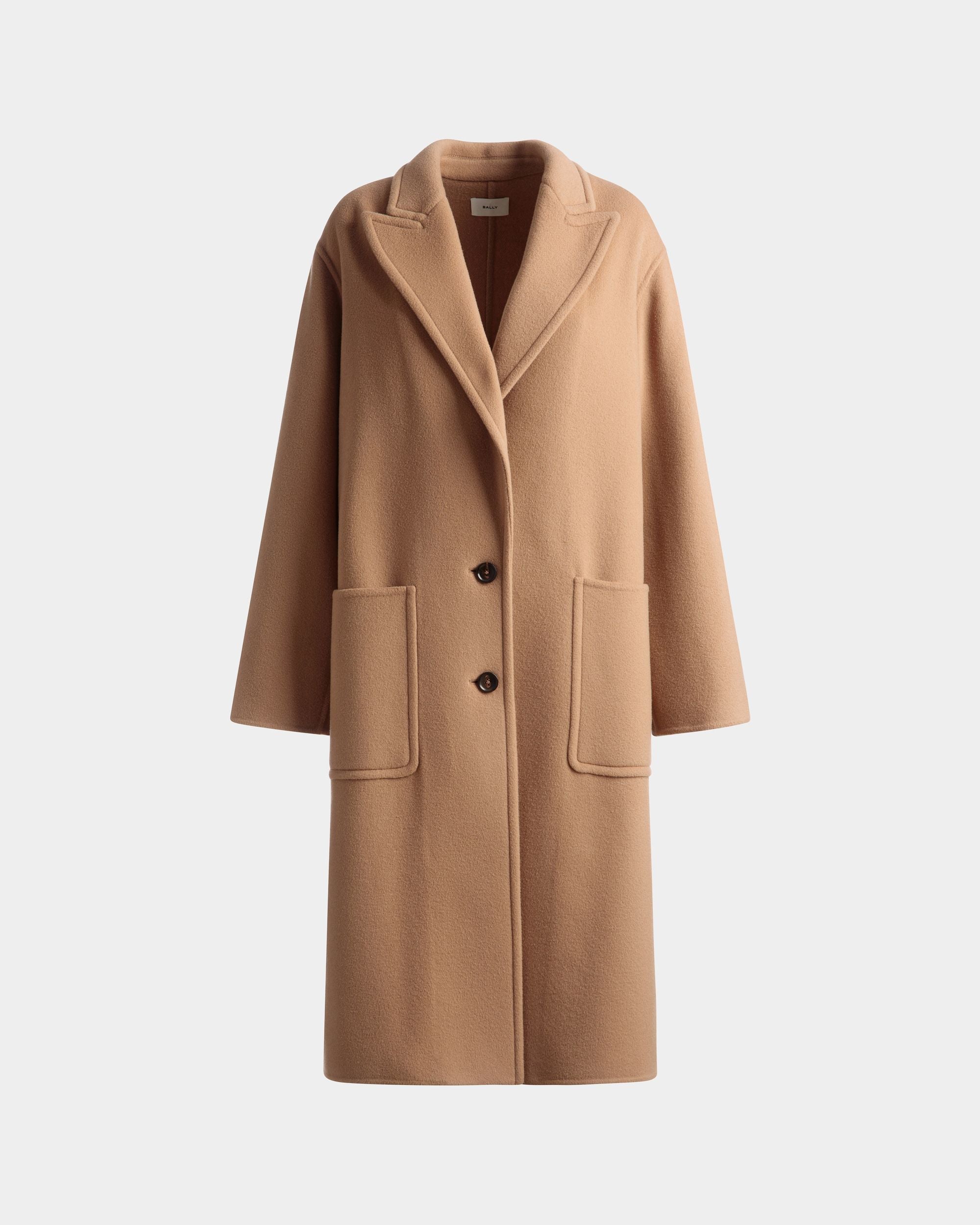 Einreihiger Mantel Aus Kaschmir-Woll-Mix In Camel - Damen - Bally - 01
