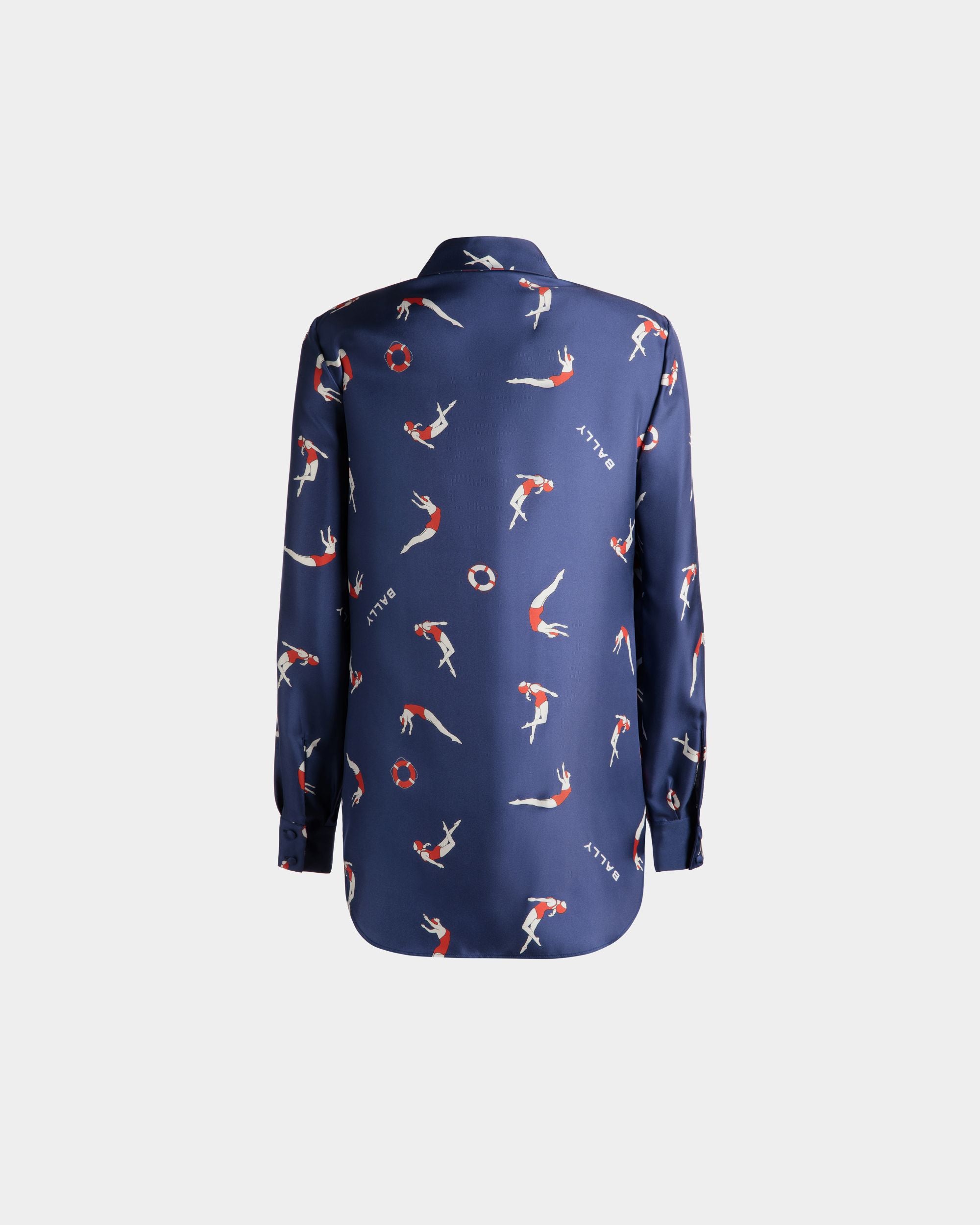 Bedruckte Bluse für Damen aus Seide in Blau | Bally | Still Life Rückseite