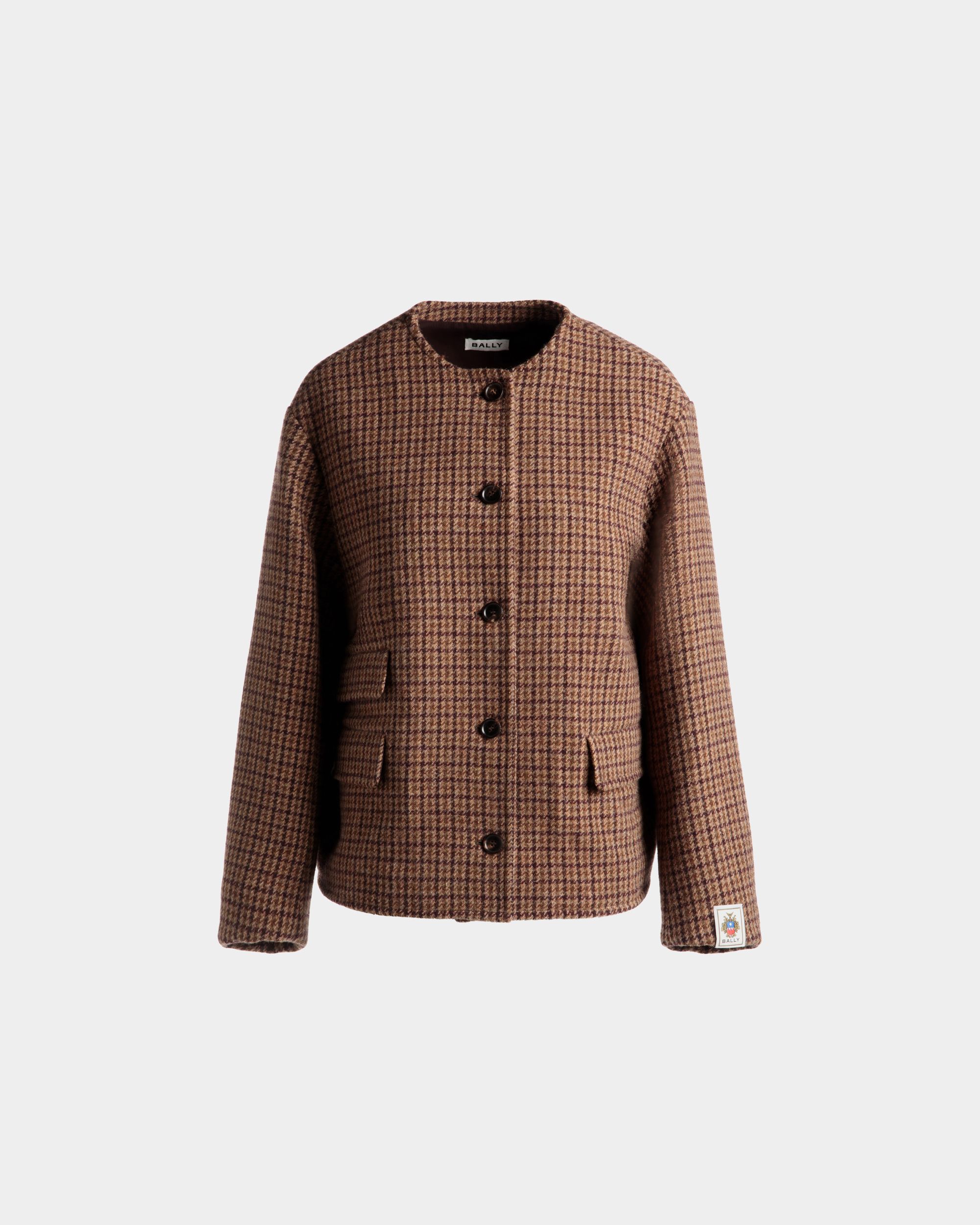 Jacke Aus Wolle Mit Karomuster In Brauntönen - Damen - Bally - 01