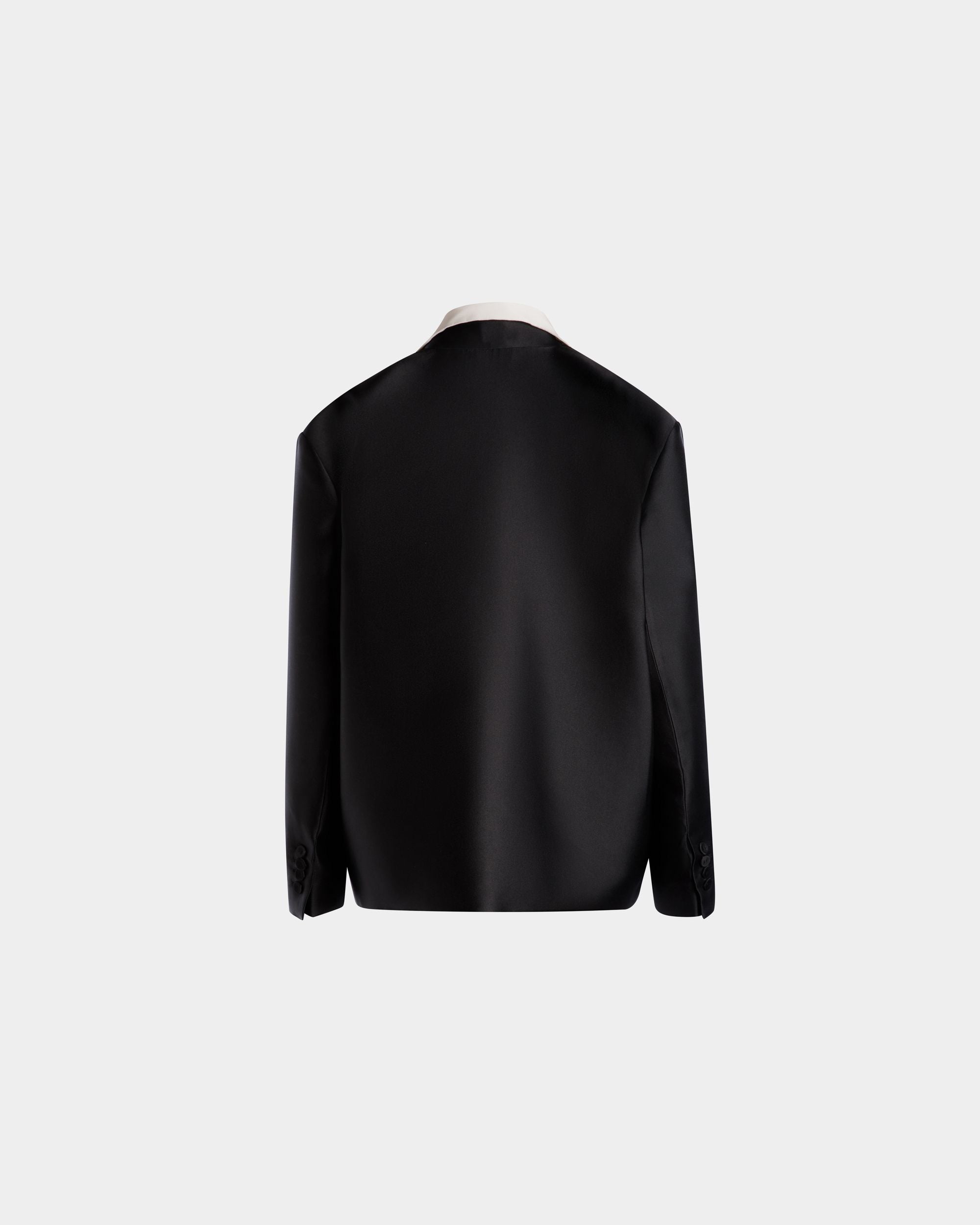 Contrast Collar Blazer In Black Silk Blend - Women's - Bally - 07