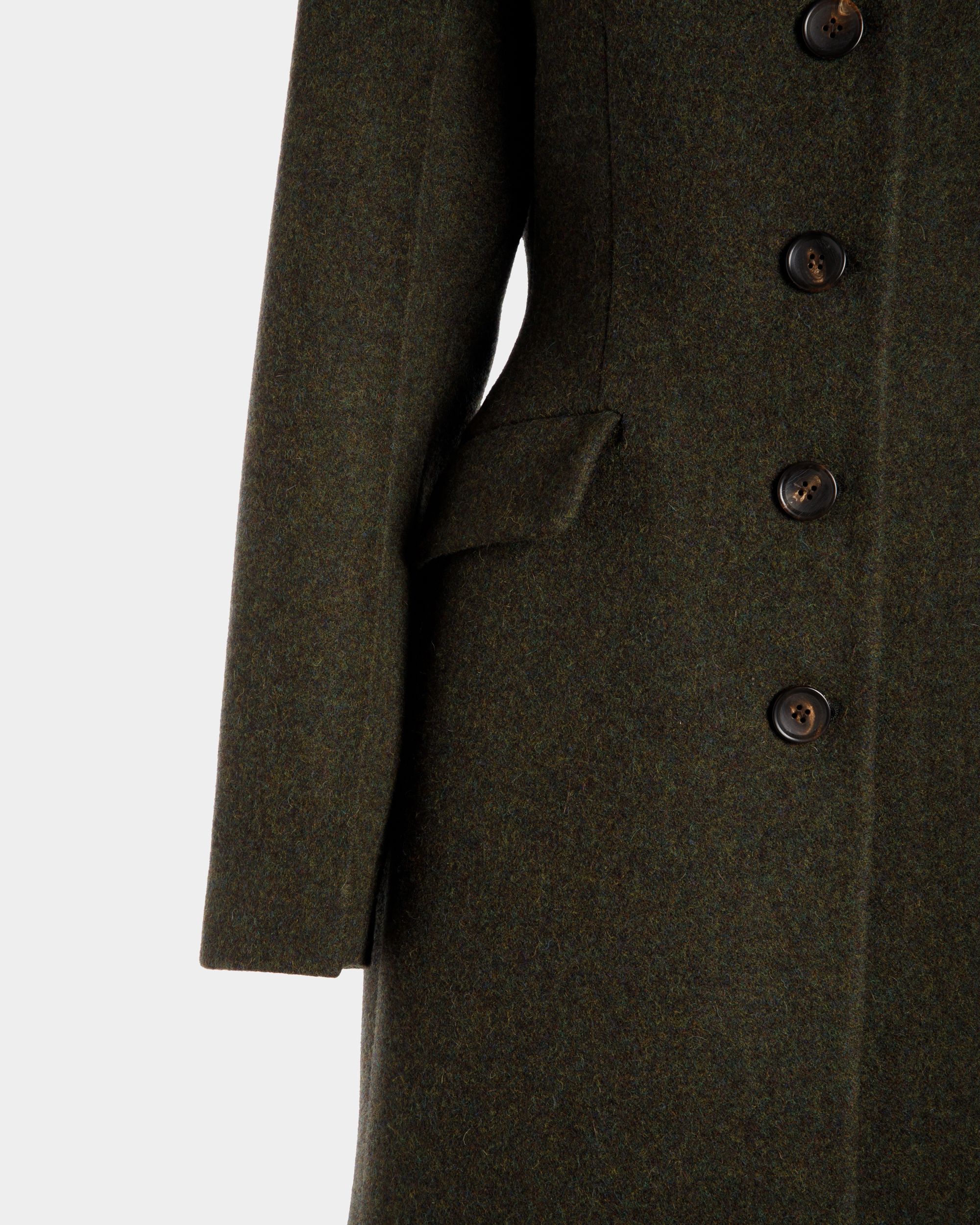 Cappotto Monopetto In Lana Verde Scuro - Donna - Bally - 02