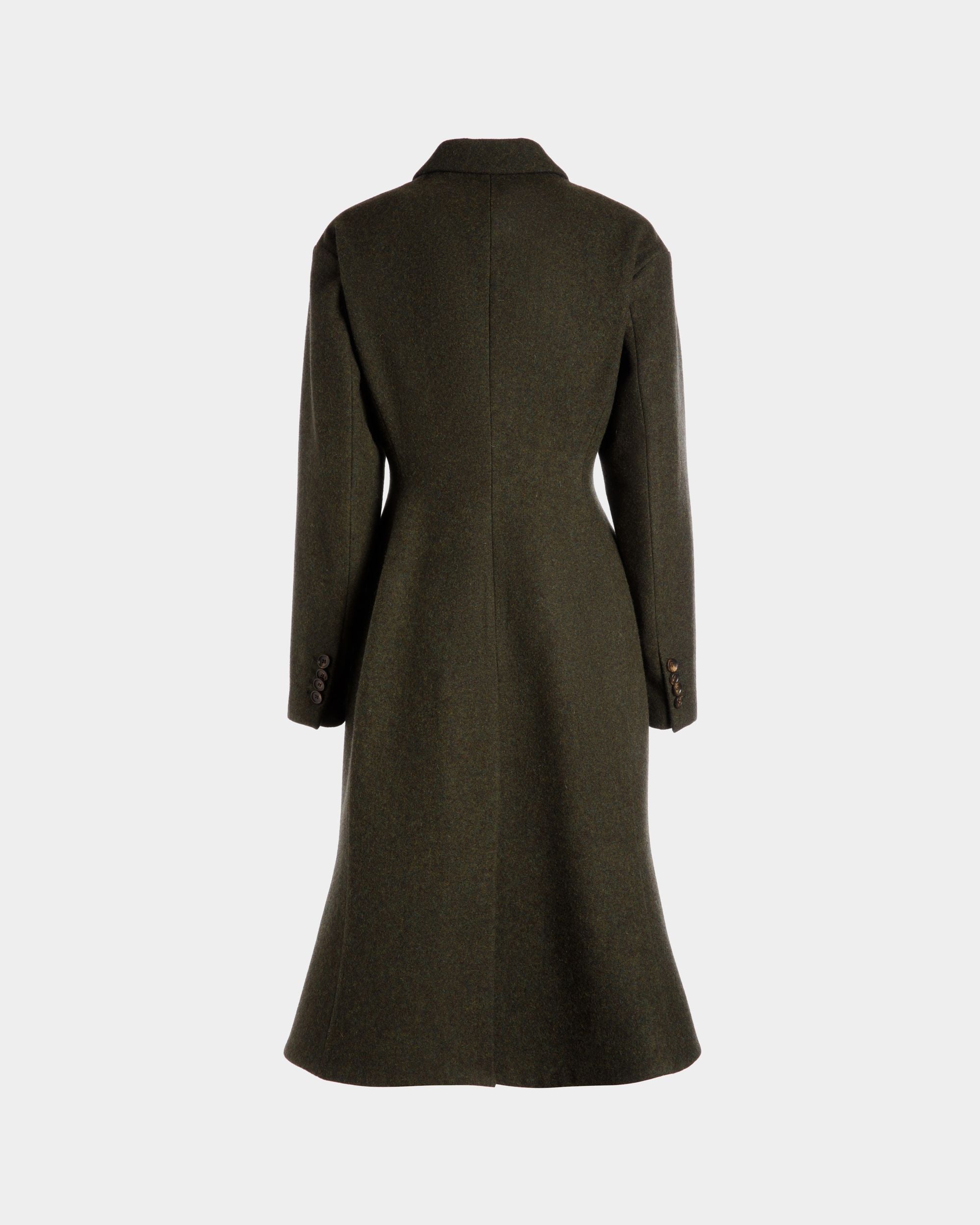 Cappotto Monopetto In Lana Verde Scuro - Donna - Bally - 03