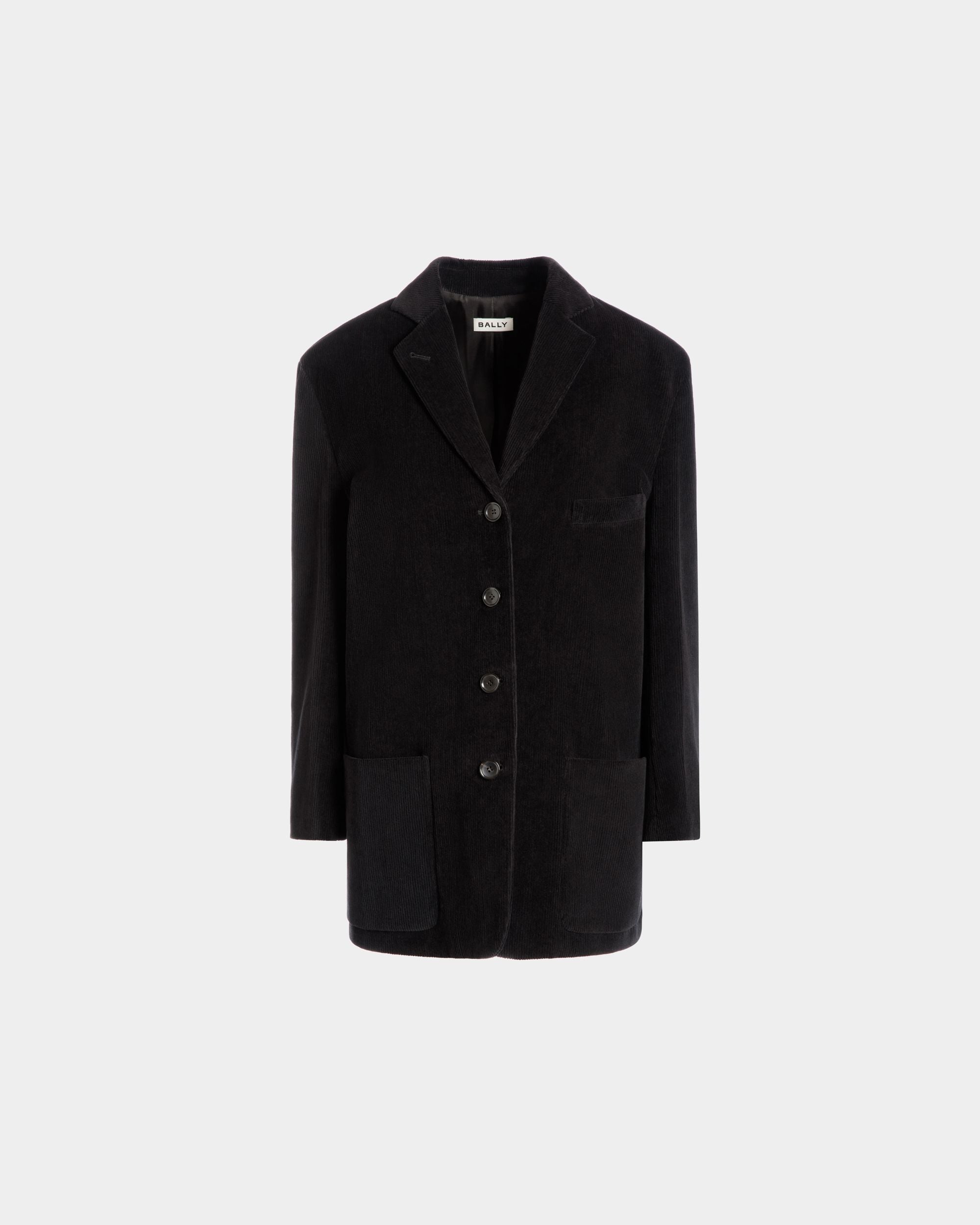 Blazer In Black Cotton Corduroy - Donna - Bally - 01