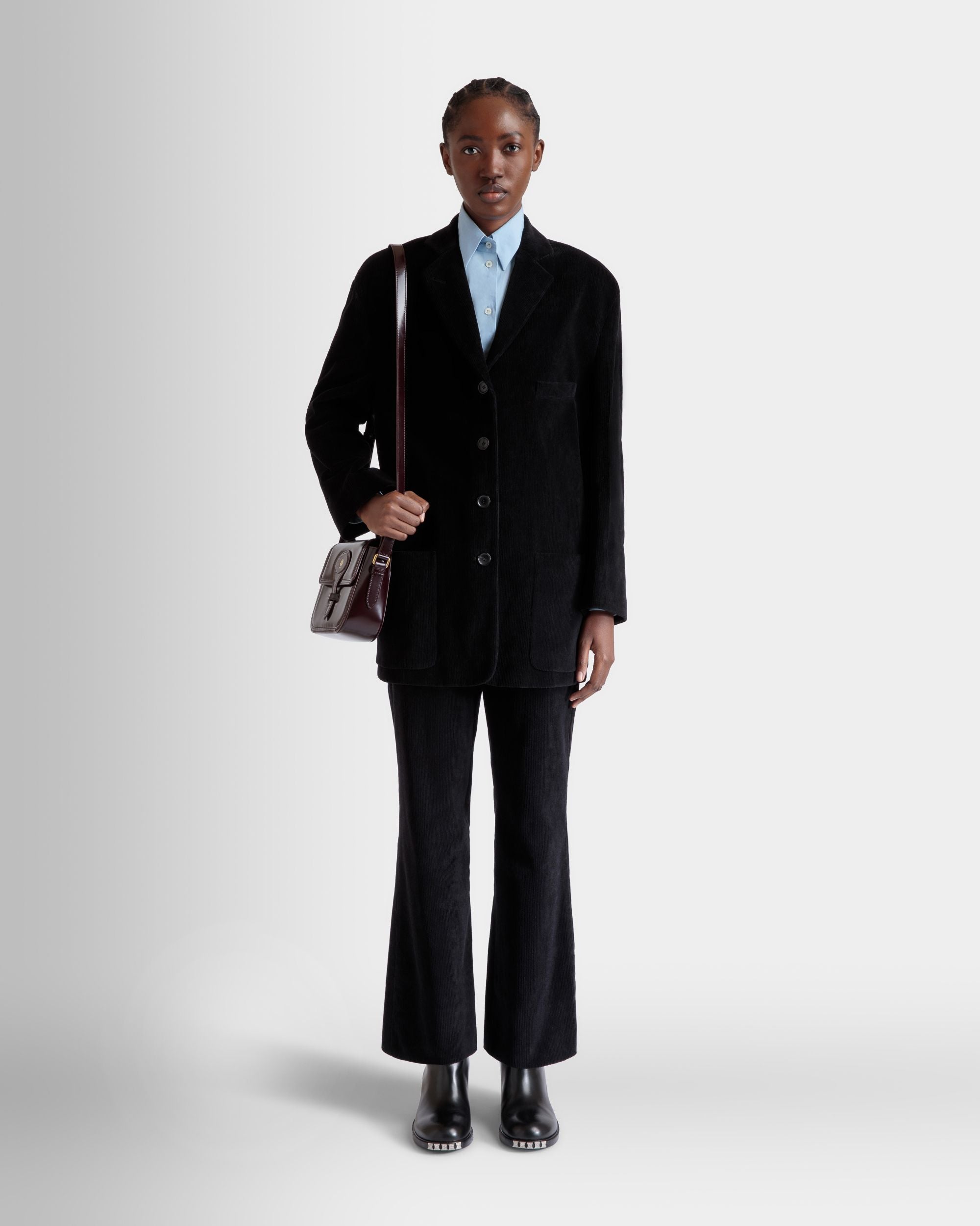 Blazer In Black Cotton Corduroy - Donna - Bally - 02
