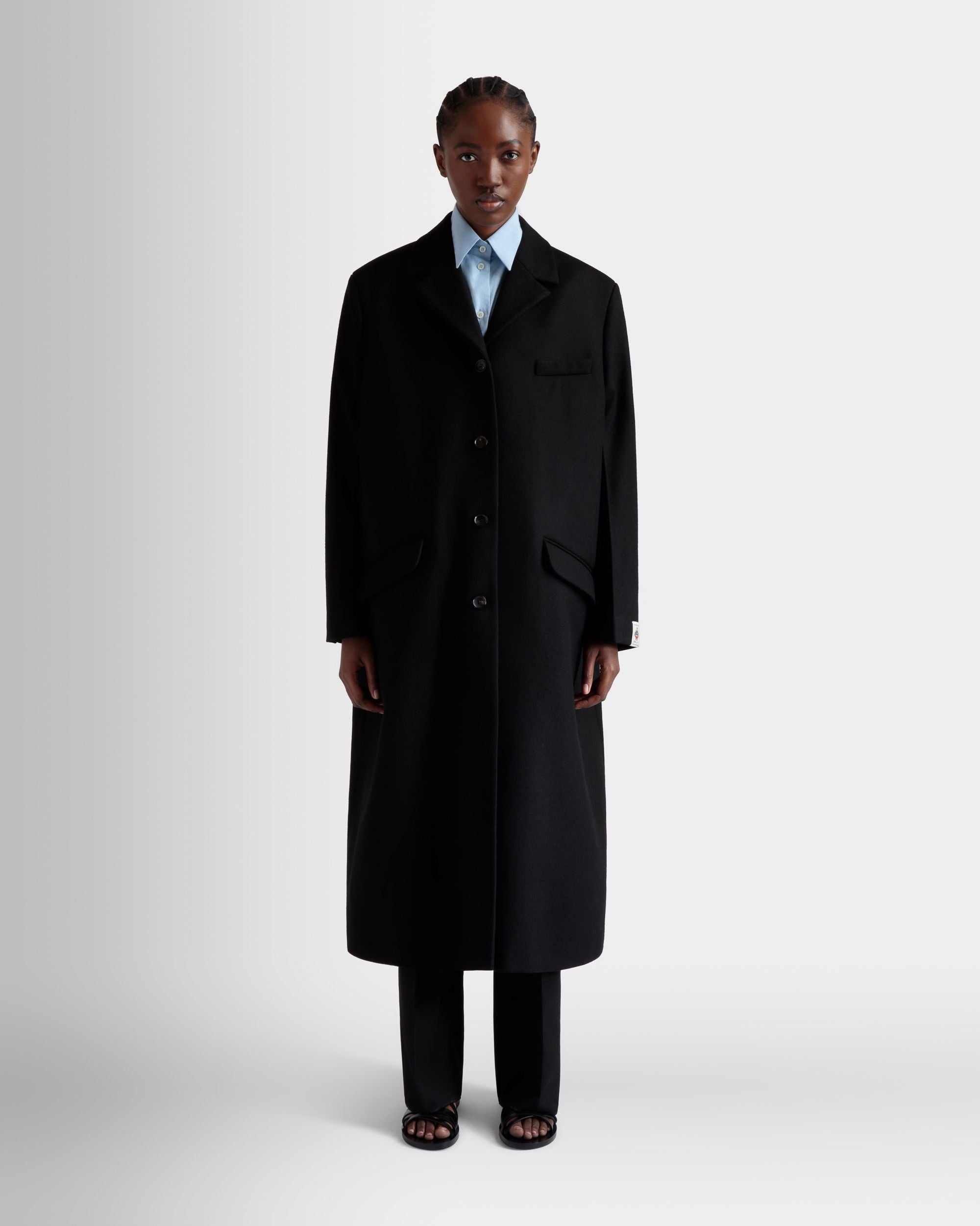 Cappotto Monopetto In Misto Lana Nero - Donna - Bally - 02