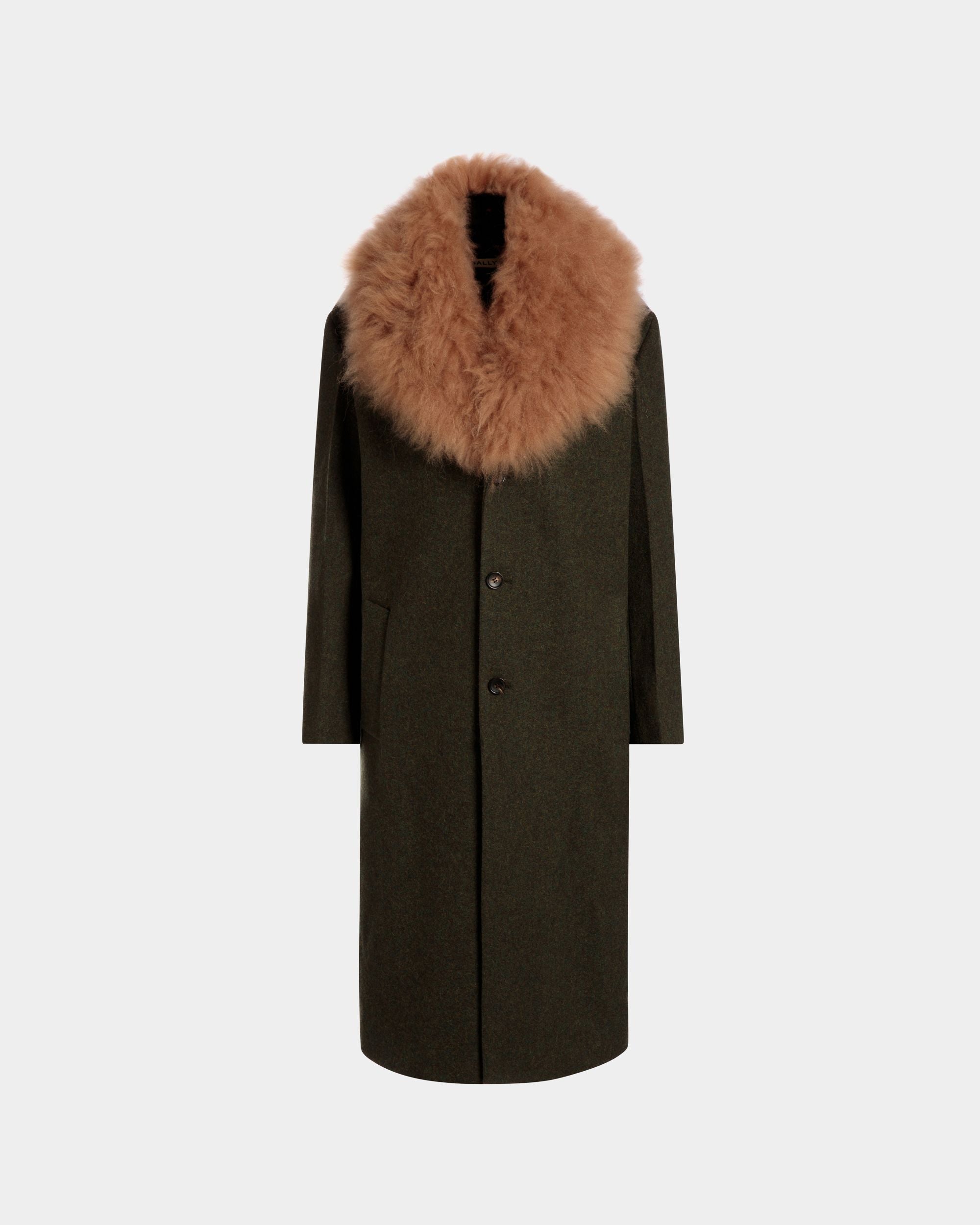Single-Breasted Coat In Dark Green Wool - Women's - Bally - 01
