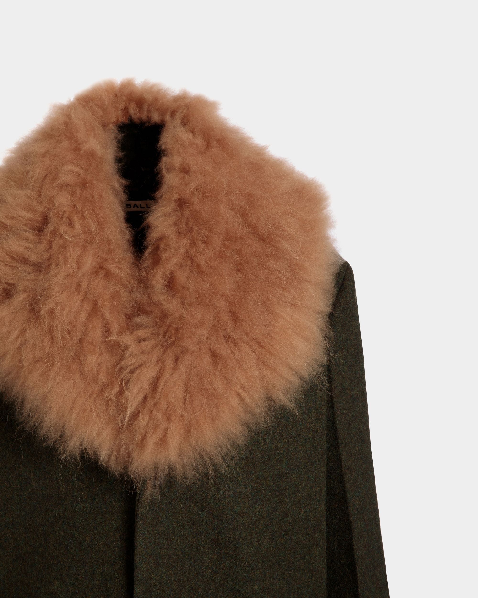Single-Breasted Coat In Dark Green Wool - Women's - Bally - 04