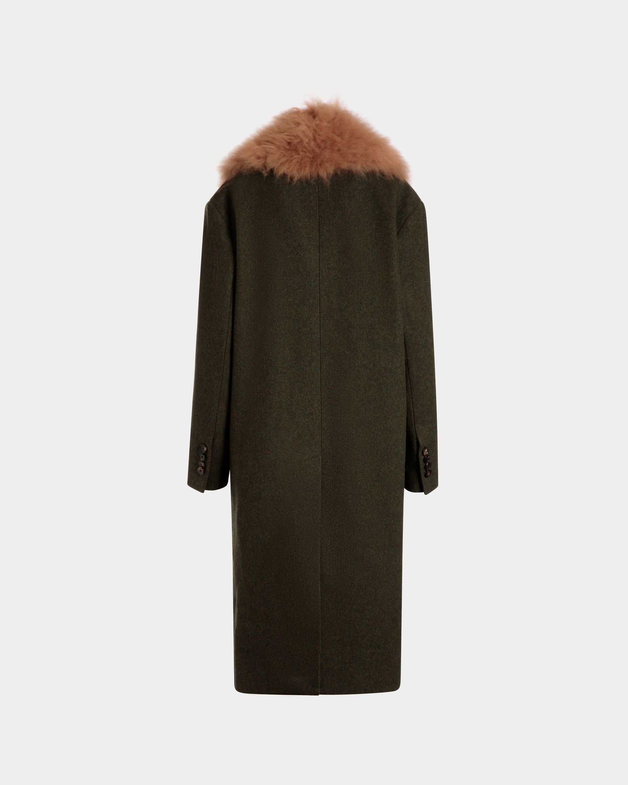 Single-Breasted Coat In Dark Green Wool - Women's - Bally - 07