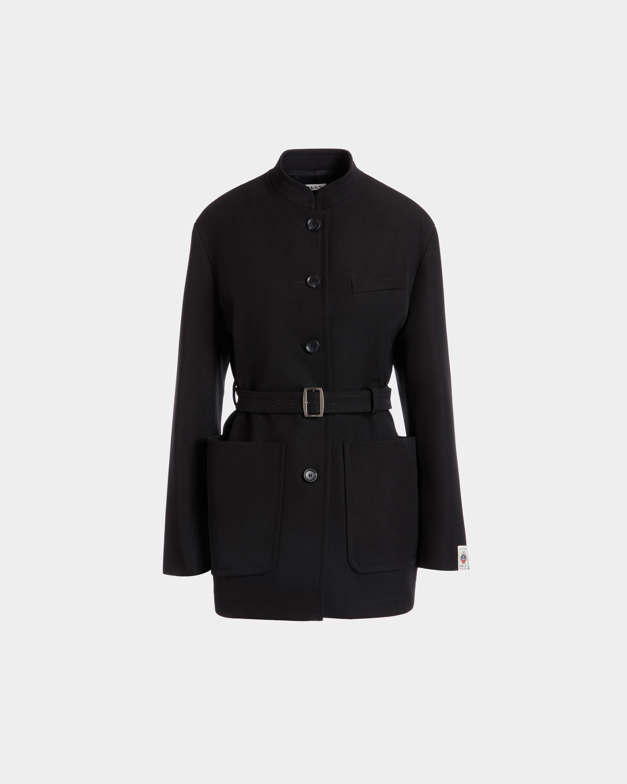 Veste Ceinturée En Gabardine De Nylon Noire - Femme - Bally - 01