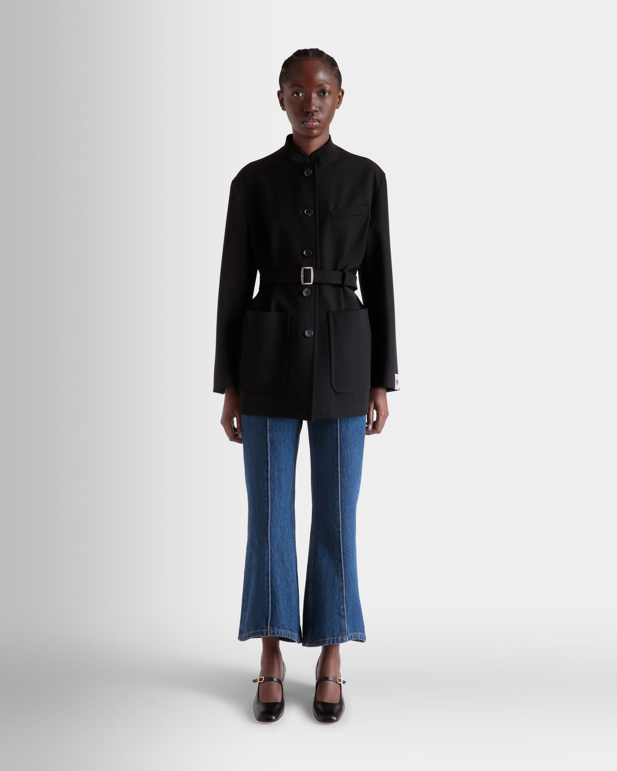 Veste Ceinturée En Gabardine De Nylon Noire - Femme - Bally - 02